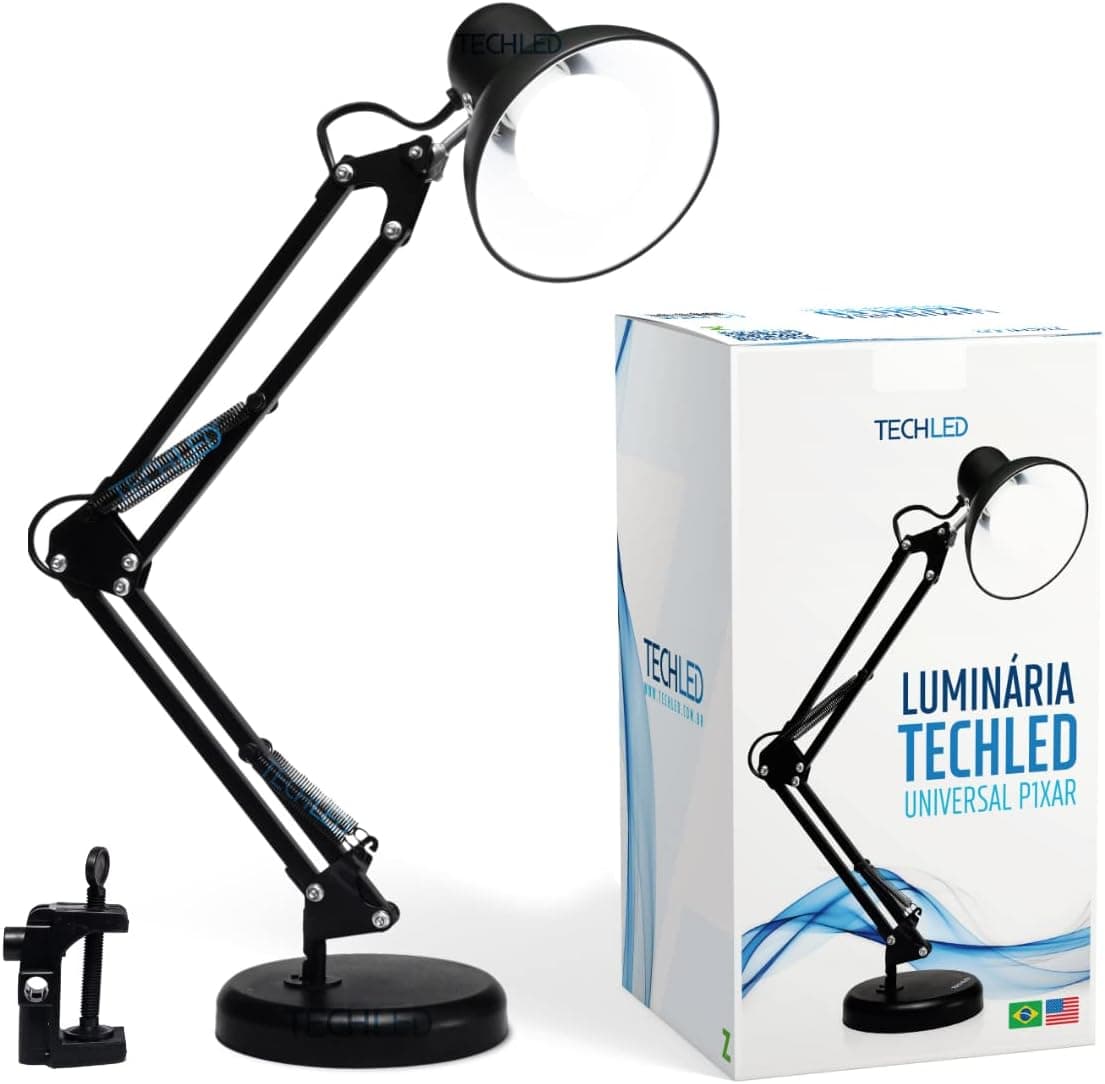 Luminária de Mesa Articulavel Pixar Garra Base Quarto Preta