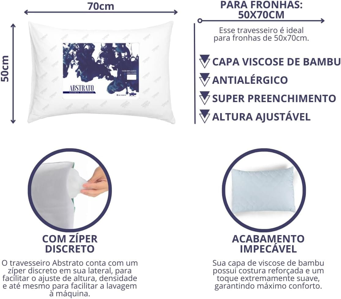 Travesseiro TRP Imports Abstrato Luxo Fibra De Plumas Mega Confortável - Imagem 3