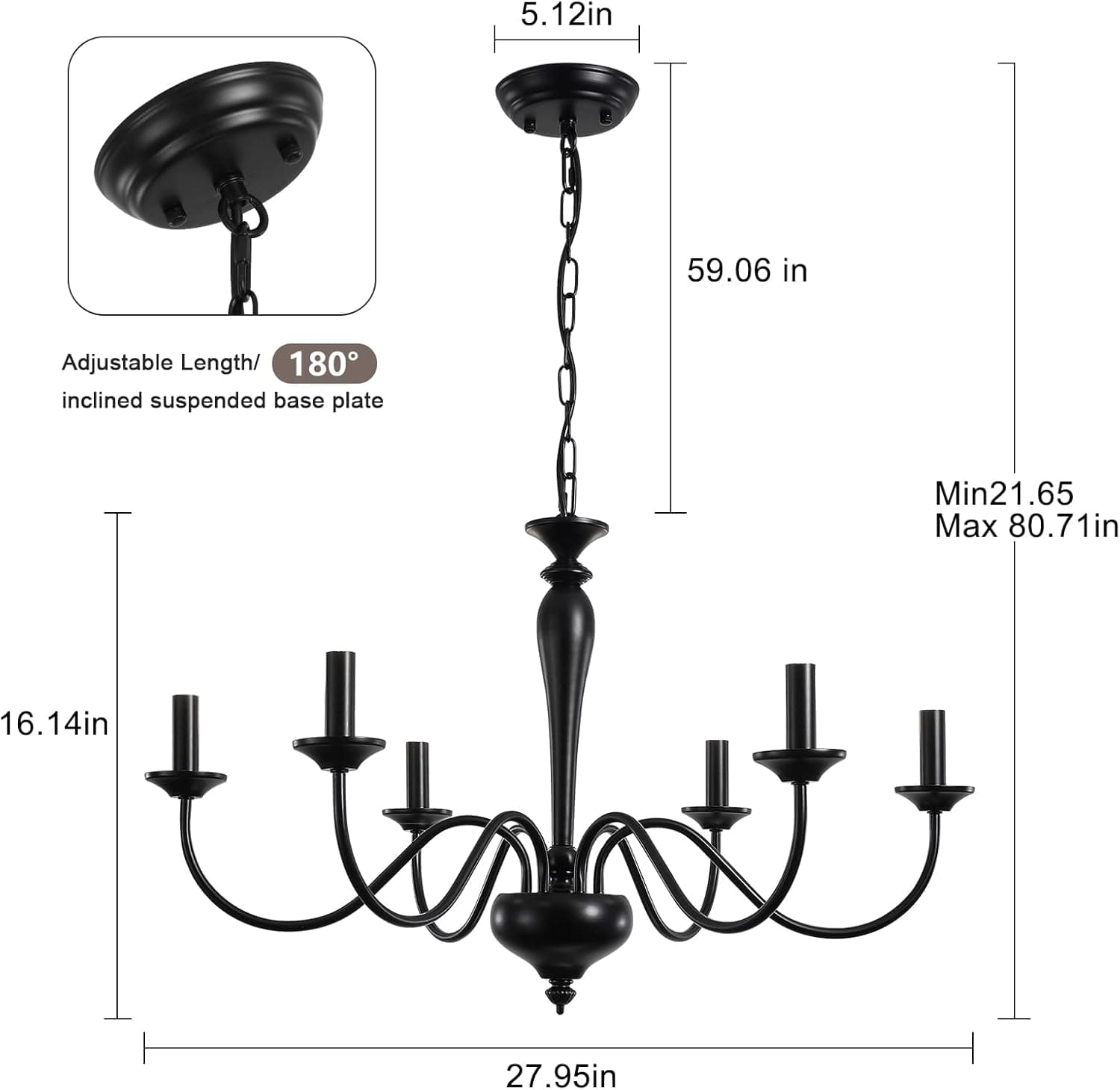Lustre de Fazenda 6 Lustres Pretos Claros para Luminárias de Sala de Jantar Penduradas, Ilha de Cozinha, Lustres de Ferro Industrial Rústico para Hall de Entrada, Sala de Estar, Quarto - Imagem 4