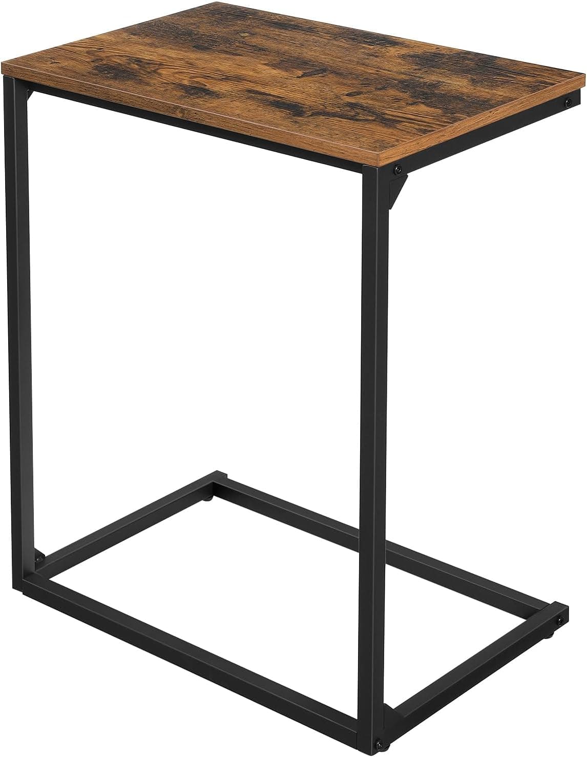 VASAGLE Mesa de canto em forma de C para sofá e cama, 55 cm para sala de estar, estilo industrial, marrom rústico + preto