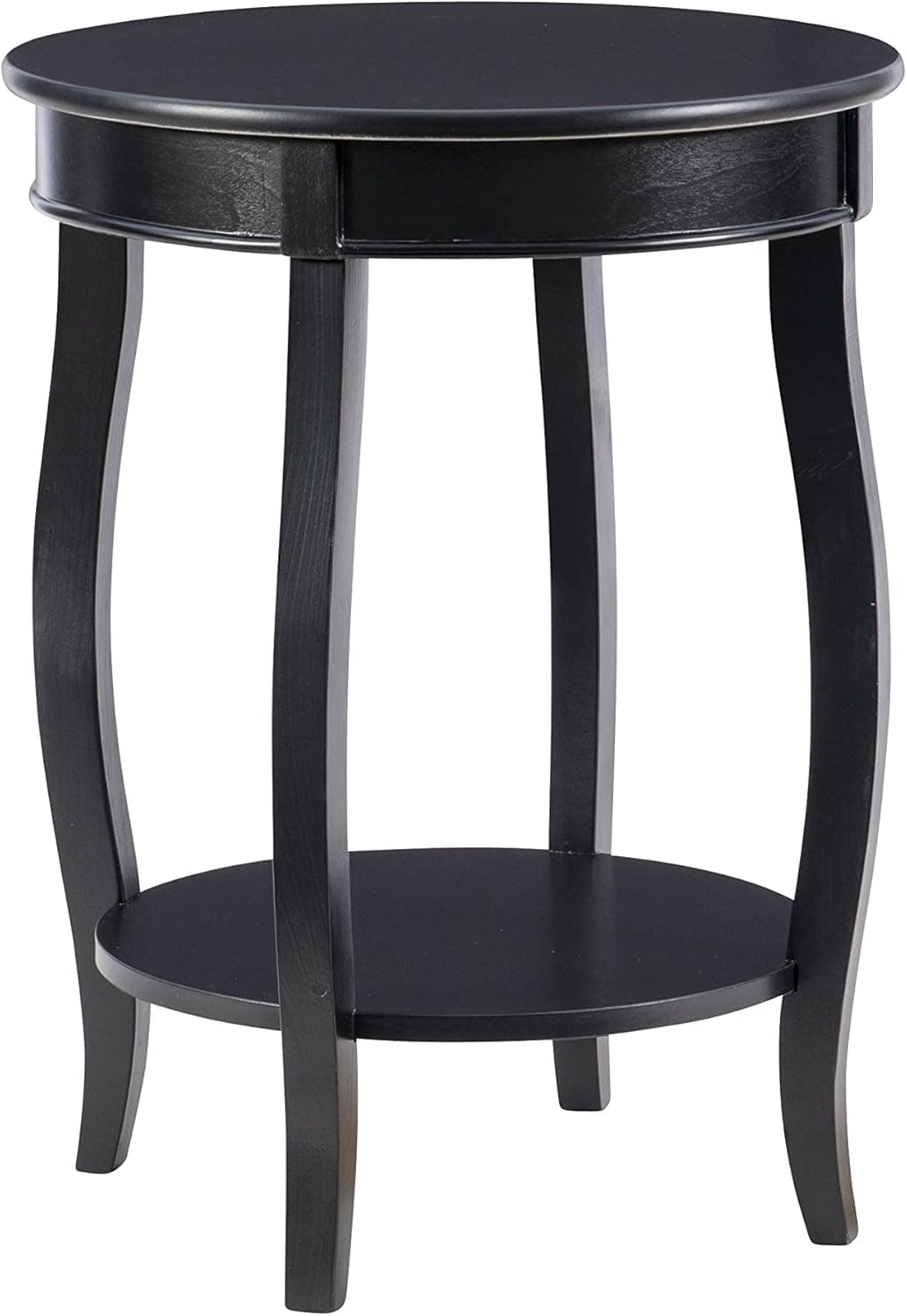 Powell Furniture Mesa redonda com prateleira, preta