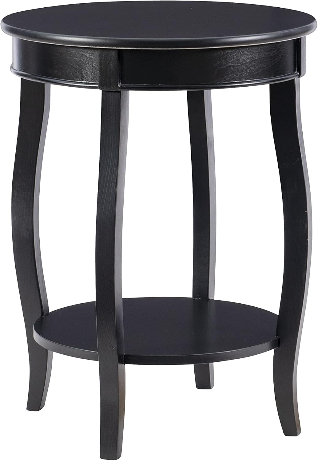Powell Furniture Mesa redonda com prateleira, preta
