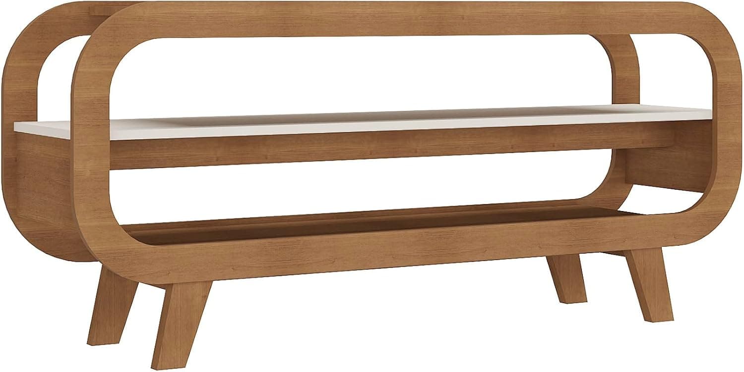 Rack 1,33 mt para TV até 60" com estrutura usinada MDF 15mm THEO cor Cinamomo/Off White - Artely - Imagem 4