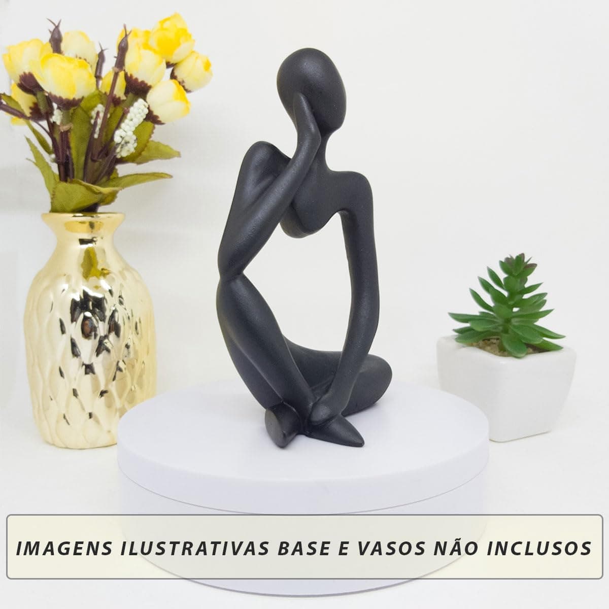 Kit Enfeite Decorativo Figura Abstrata Homem Pensador Reflex?o Ampulheta Decora??o Ambientes Casa Escrit?rio (Kit Ampulheta e Figura PD) - Imagem 3