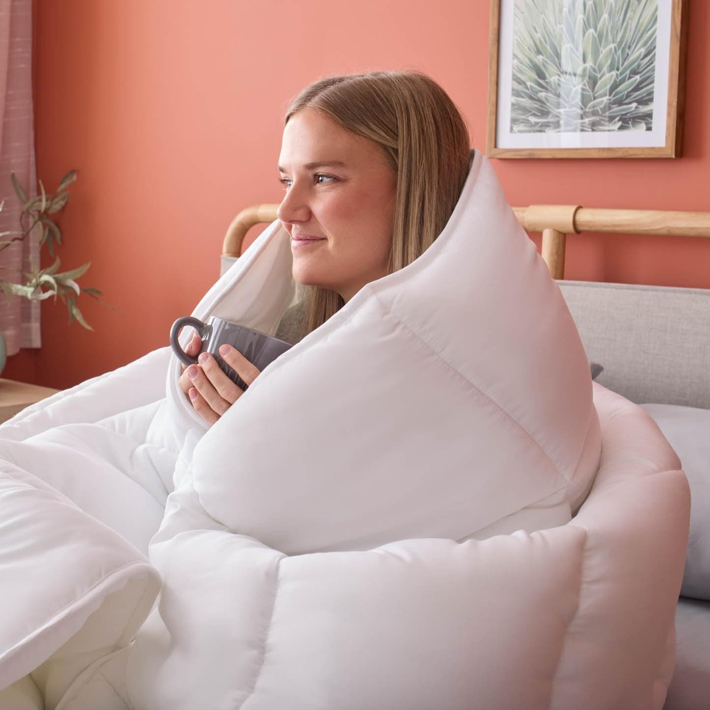 Linenspa Enchimento de edredom Cal King branco alternativo para todas as estações Microfibra-cal King Size - Caixa costurada - Imagem 4