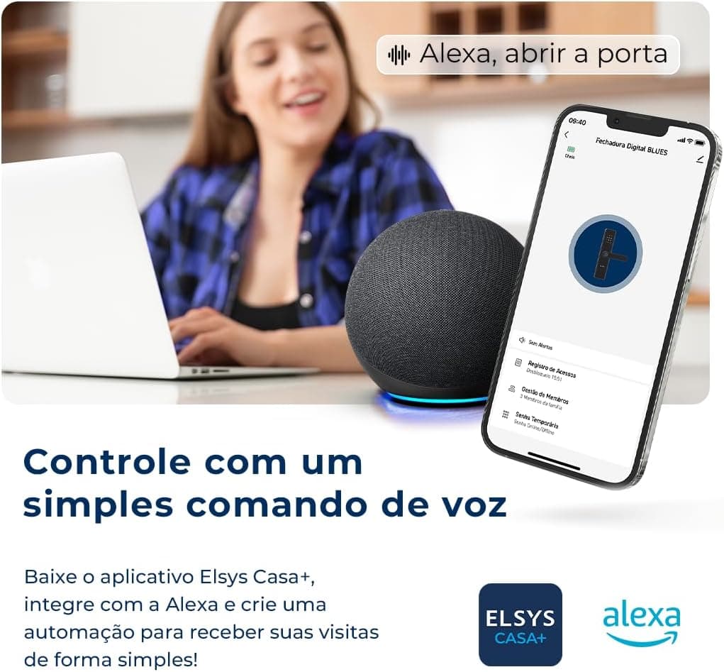 Fechadura Digital de Embutir Wi-Fi com Biometria, Elsys, Blues, Prata - Abertura via Biometria, Senha Numérica e Aplicativo - Imagem 3
