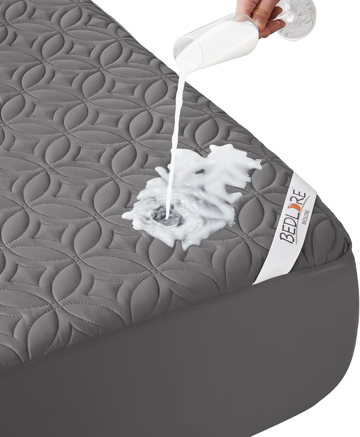 BEDLORE Protetor de colchão impermeável, queen size, silencioso, com bolso profundo de 15 a 45 cm de profundidade, macio e respirável à prova de sujeira, lavável para casa, quarto, hotel (cinza)