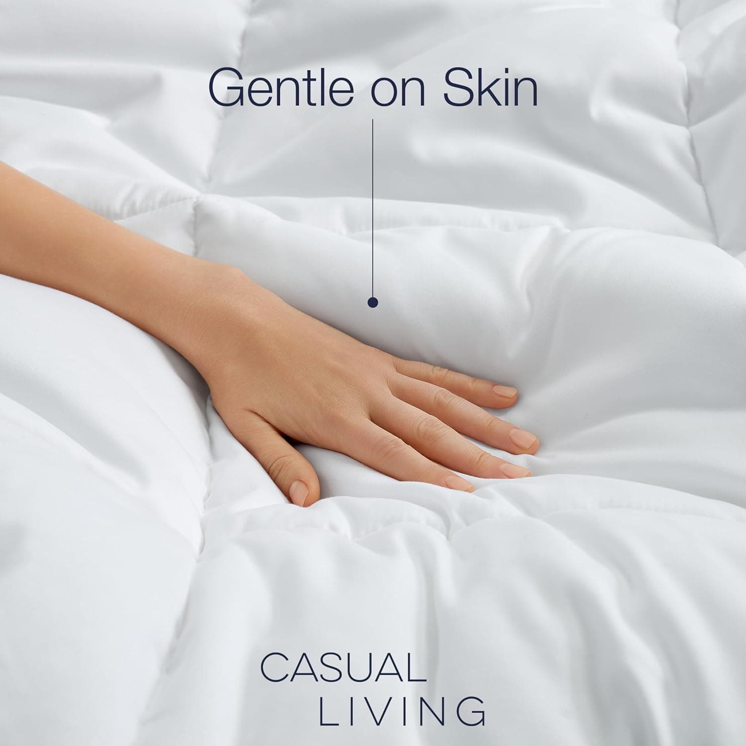 CASUAL LIVING Edredom King com enchimento de edredom refrescante leve acolchoado edredom branco todas as estações reversível macio roupa de cama alternativa lavável na máquina, king, branco - Imagem 4