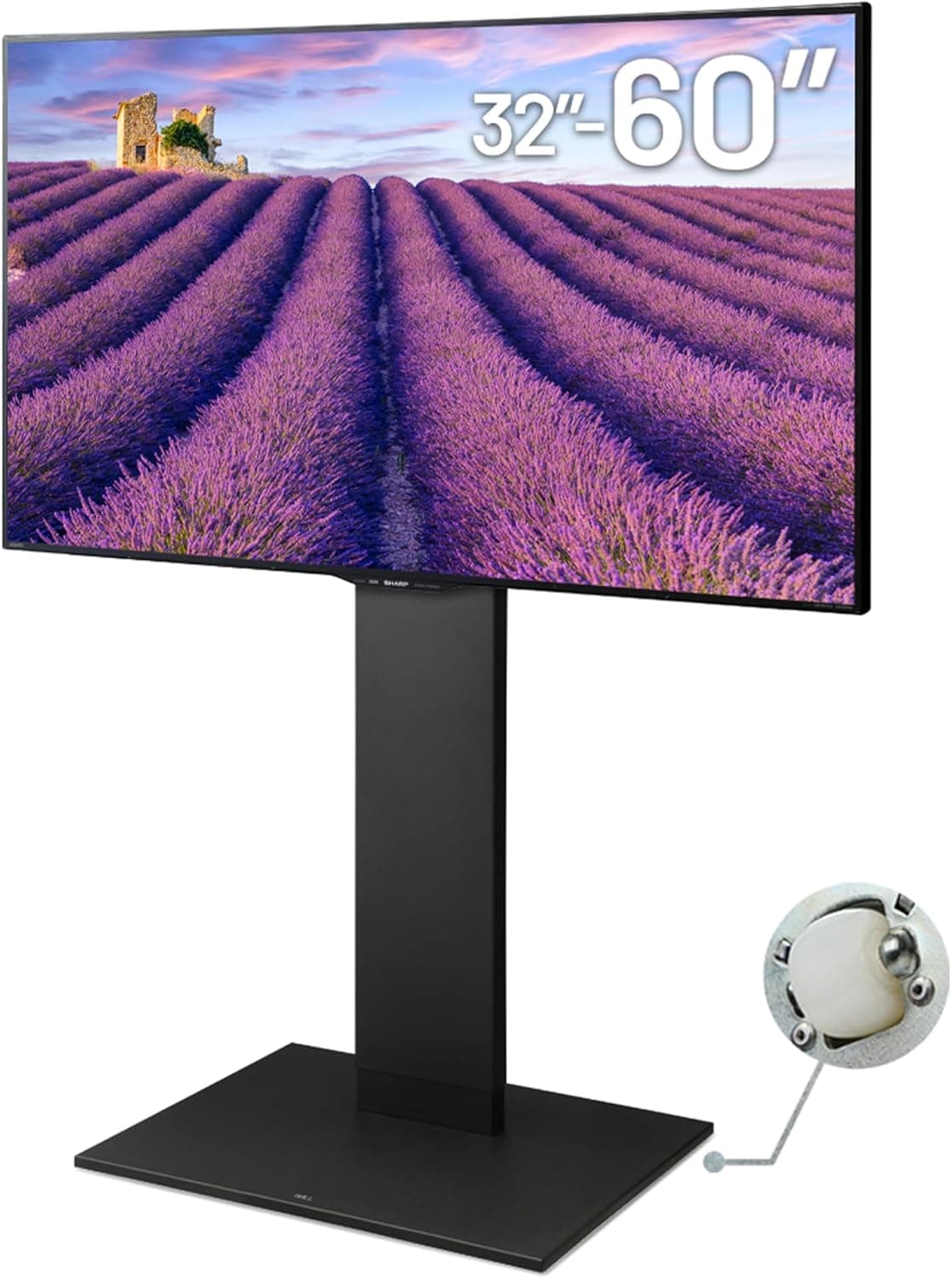 WALL Suporte de TV V2 tipo alto, rodízio japonês, portátil, independente, de 81 cm a 152 cm, com rodas ocultas, preto acetinado