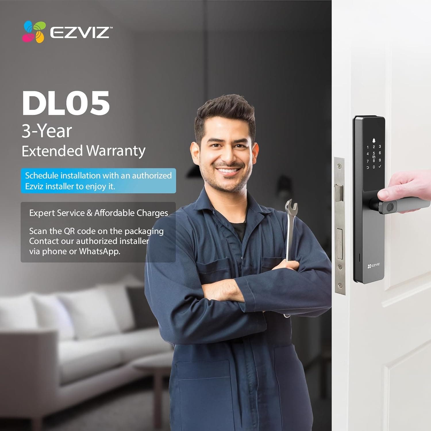 Fechadura digital Ezviz DL05 Wi-Fi BT inteligente código senha tag a prova d'água - Imagem 4