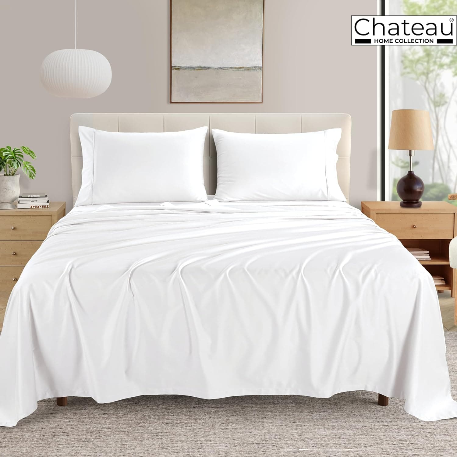 Jogo de cama queen size 100% algodão egípcio, jogo de cama queen com bolso profundo, 400 fios, naturalmente fresco, macio, respirável, sem comprimidos, elástico, luxuoso, branco, para todas as - Imagem 3