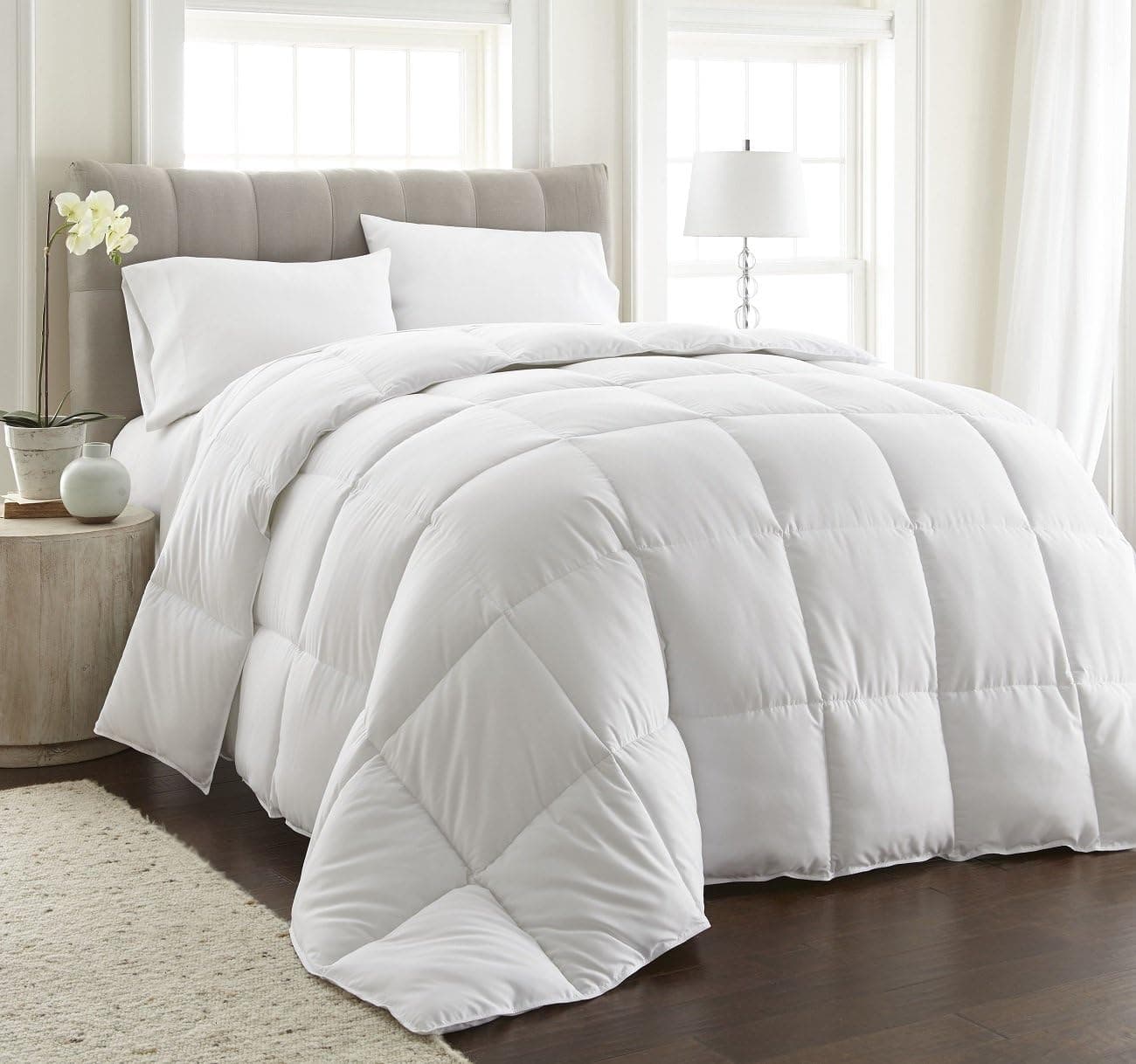Chezmoi Collection Enchimento de edredom King branco - Todas as estações, acolchoado pesado para o inverno, quente, fofo, cama edredom com abas de canto
