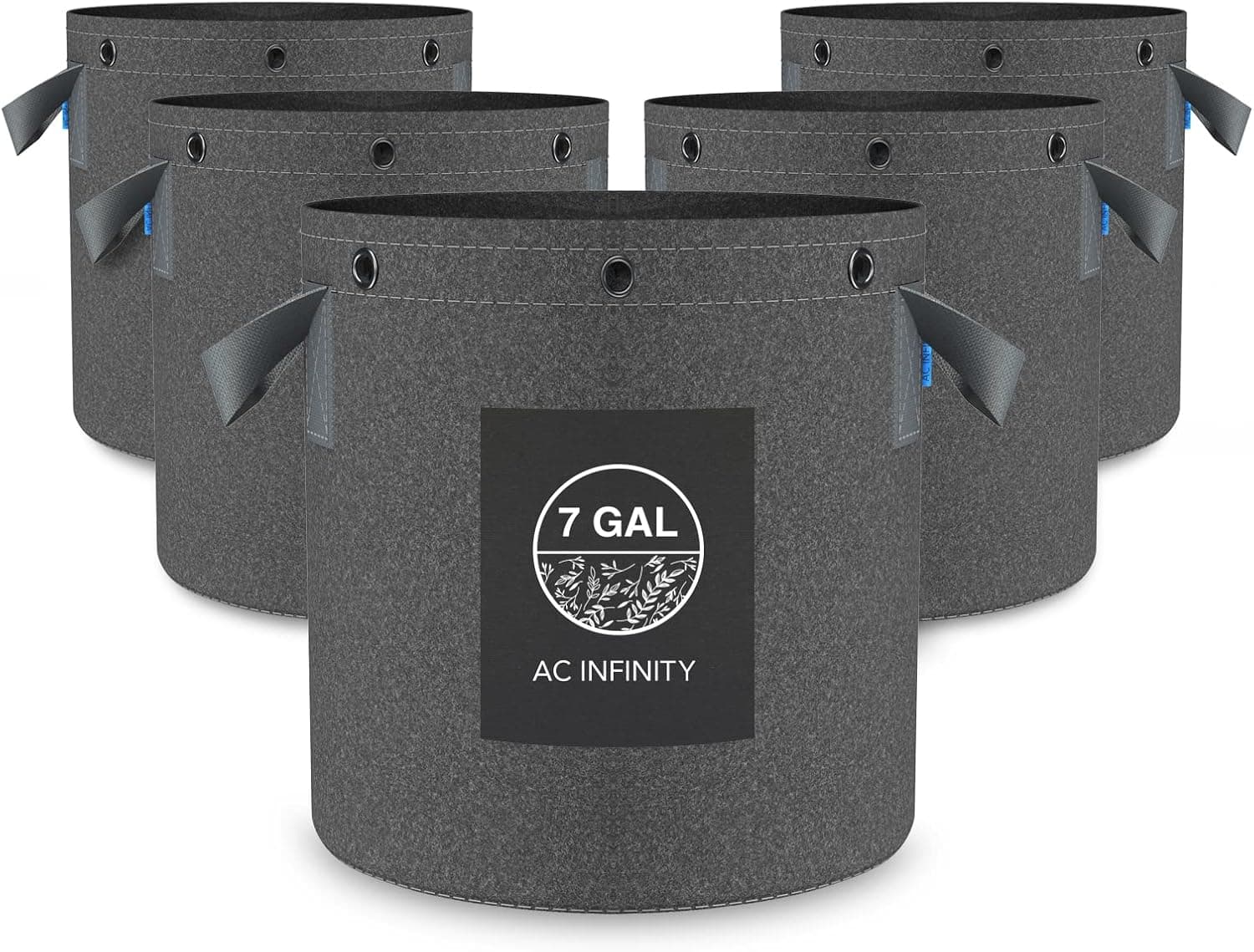 AC Infinity Vasos de tecido resistente, sacos de cultivo para aeração de 32 litros, pacote com 5 unidades com tecido não tecido grosso de 500 g e anéis multiuso, para plantas, treinamento de baixo