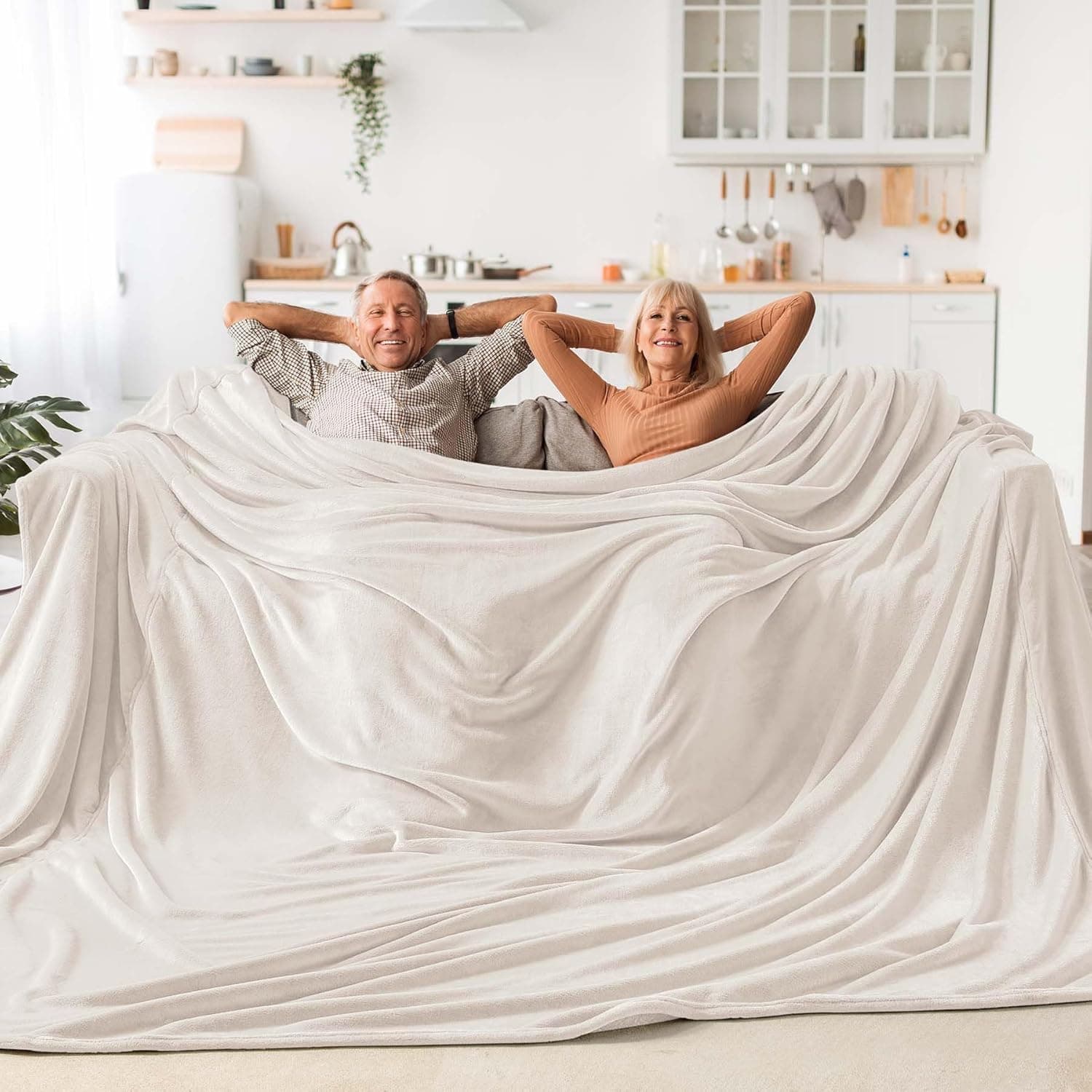 BEDELITE Cobertor de lã grande 304,8 cm x 304,8 cm (25,5 cm x 25 cm), supermacio, fofo, felpudo, tamanho king grande para cama, sofá, acampamento, cobertor extragrande para toda a sua família, bege