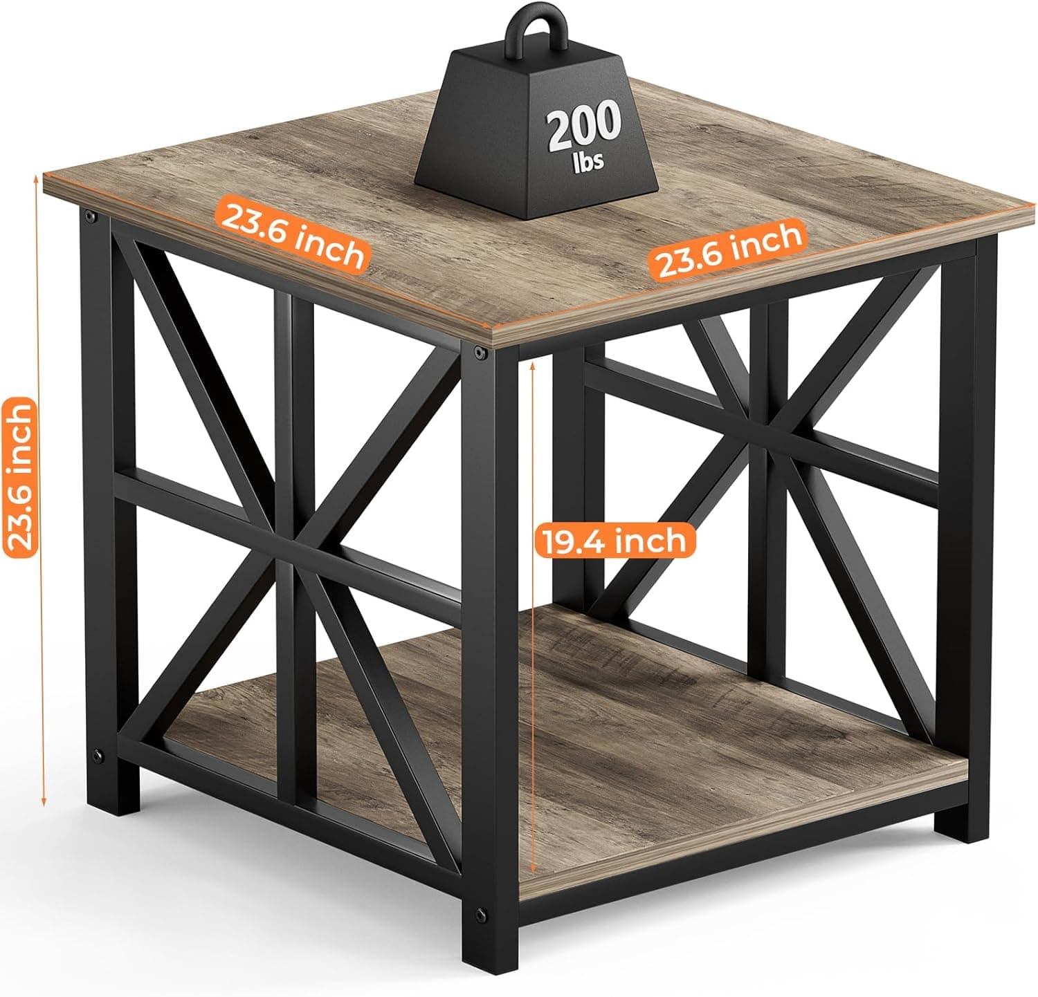 GreenForest Mesa de canto com prateleira de armazenamento de 2 níveis, mesa lateral grande de 61 cm para sala de estar, mesa de cabeceira moderna para quarto, cabeceira, escritório, fazenda, lavagem - Imagem 4