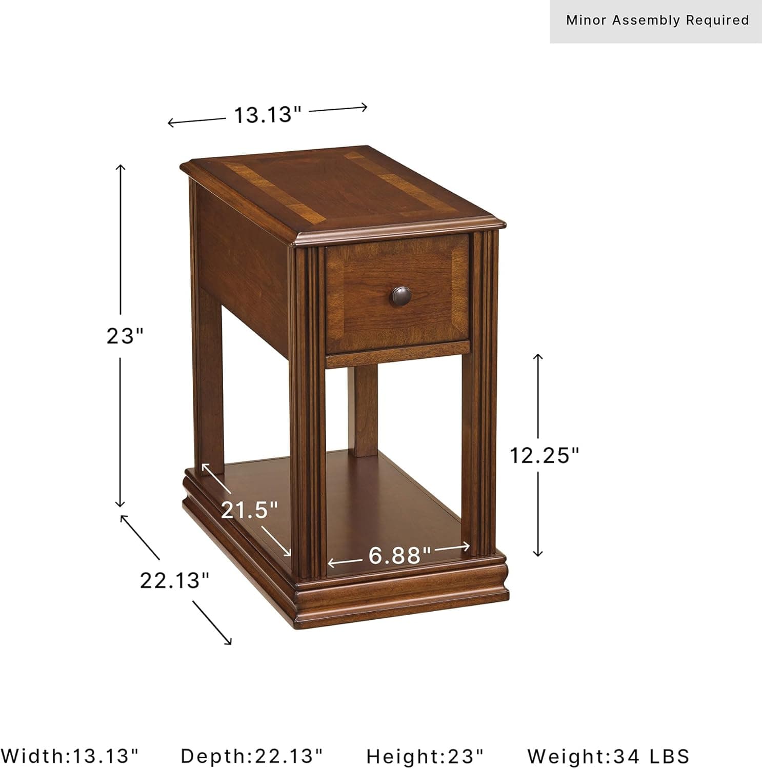 Signature Design by Ashley Breegin Mesa lateral para cadeira de madeira tradicional, marrom - Imagem 4
