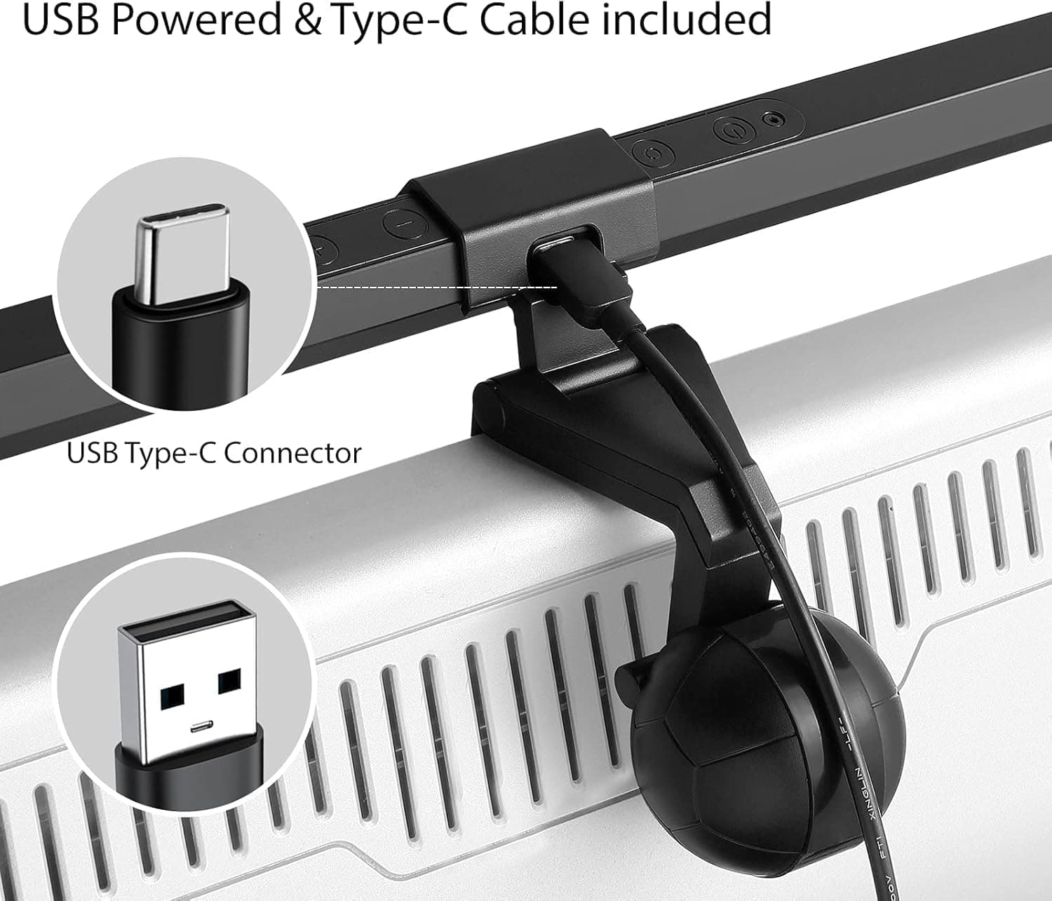 TEEM Luminária LED USB Para Monitor de Computador e Laptop Com Brilho e Temperatura de Cor Ajustáveis - Imagem 4