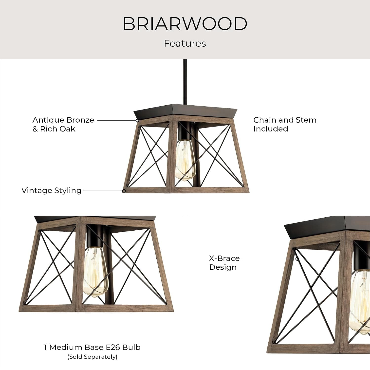 Briarwood Collection 1 mini-pingente litorâneo luz bronze antigo - Imagem 4