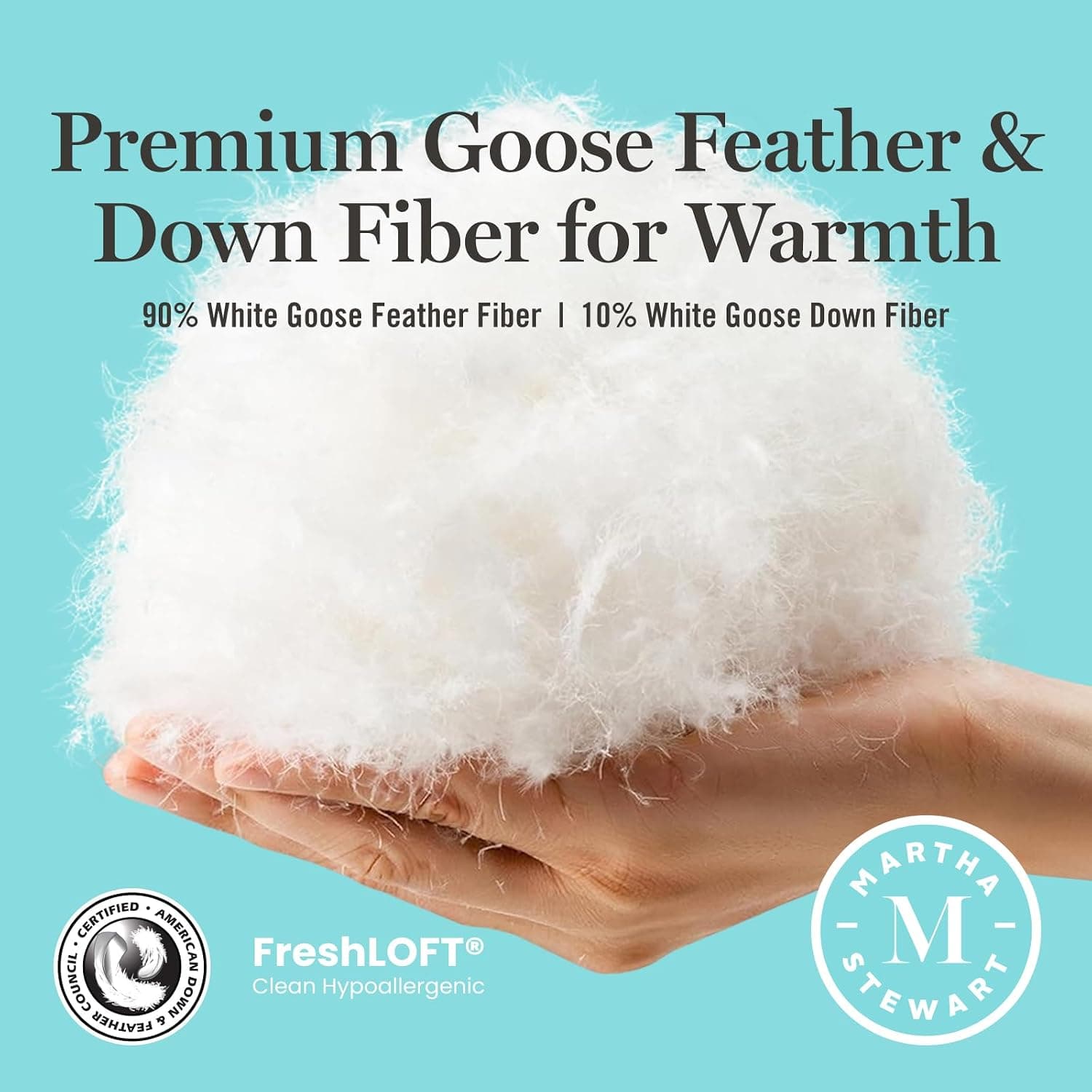 MARTHA STEWART Edredom Queen Queen de fibra de pena de ganso com enchimento de penas de penas, edredom hipoalergênico coleção de hotel 1,417 g, calor leve 224 x 234 cm, branco - Imagem 4