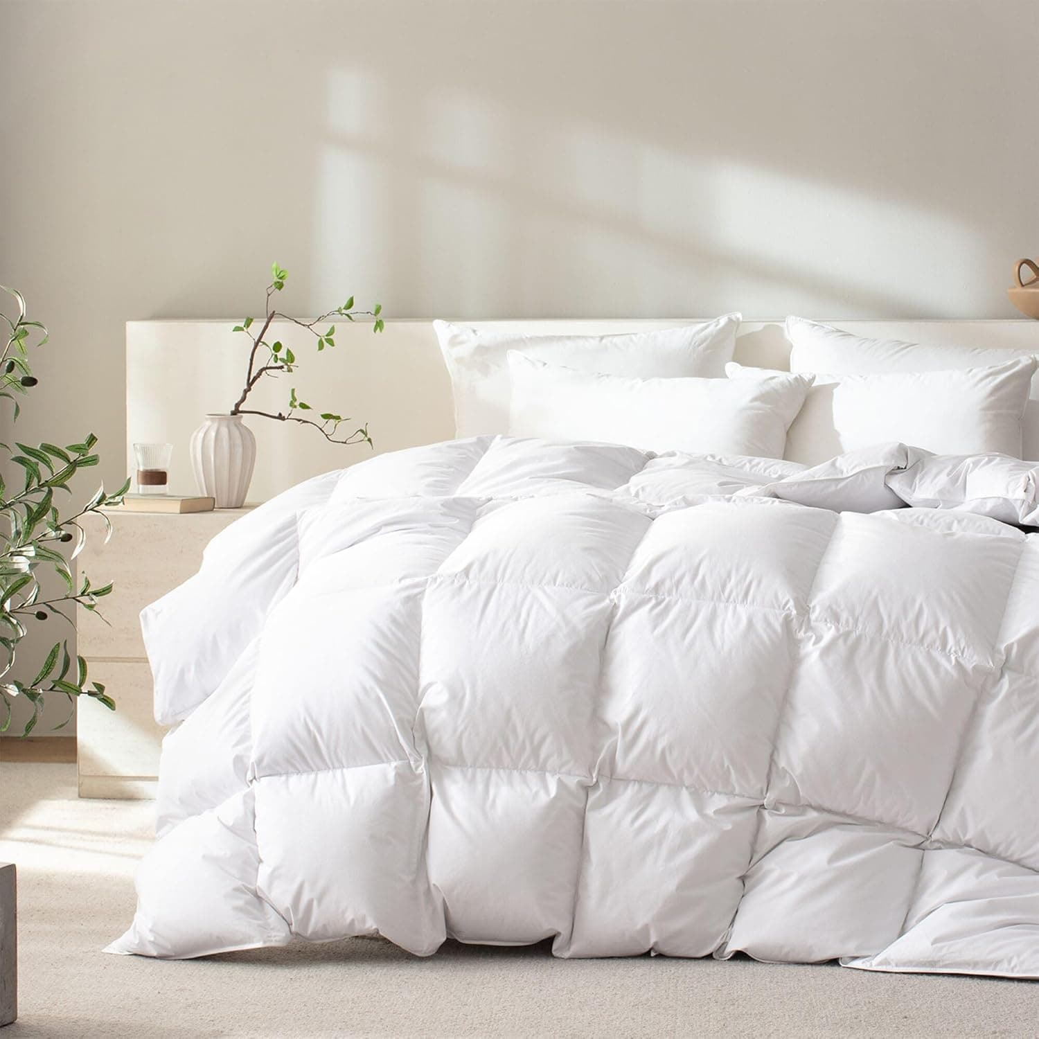 Edredom de plumas tamanho Cal King, edredom de cama estilo hotel, 750+ potência de enchimento, 1200TC, tecido 100% algodão orgânico, enchimento de edredom branco para todas as estações com 8 - Imagem 2