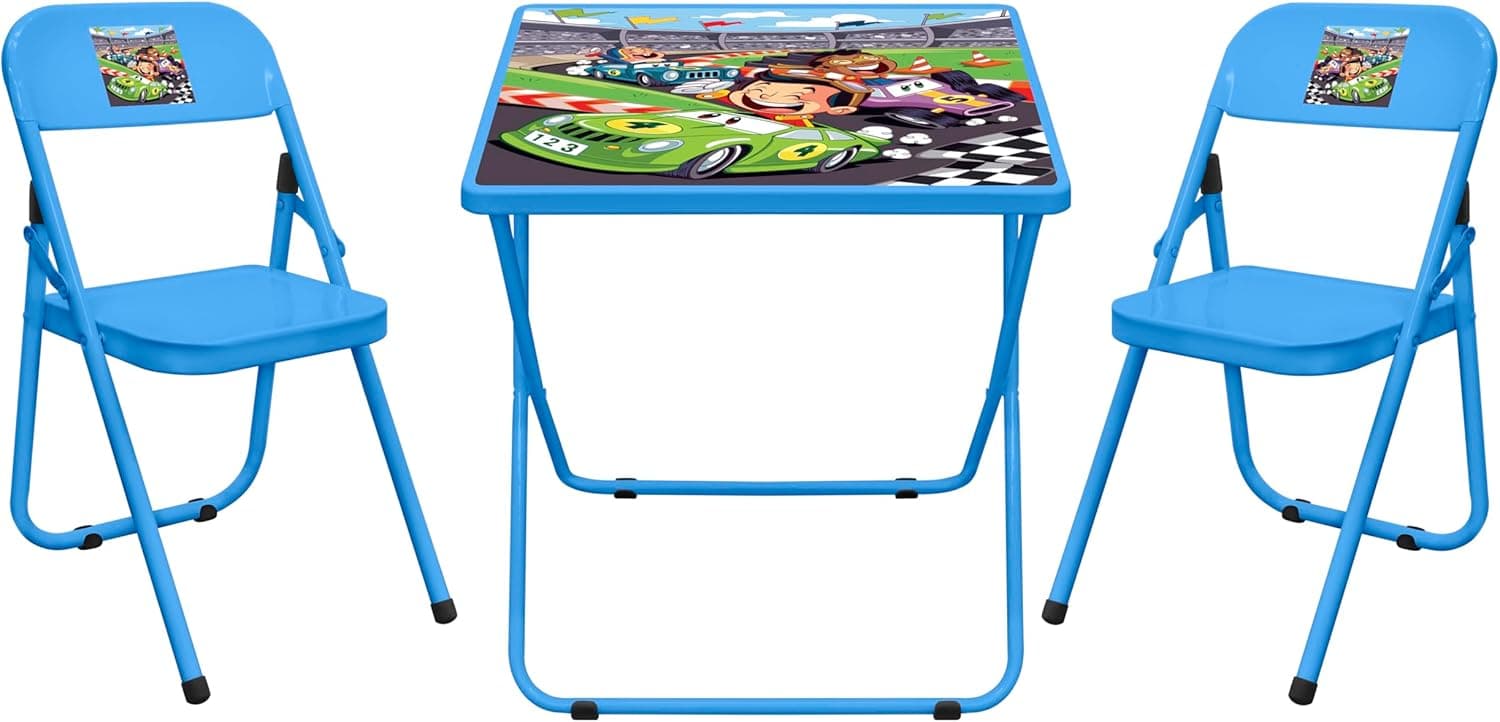 Conjunto Mesa Infantil com 2 Cadeiras Dobrável Açomix (Azul)