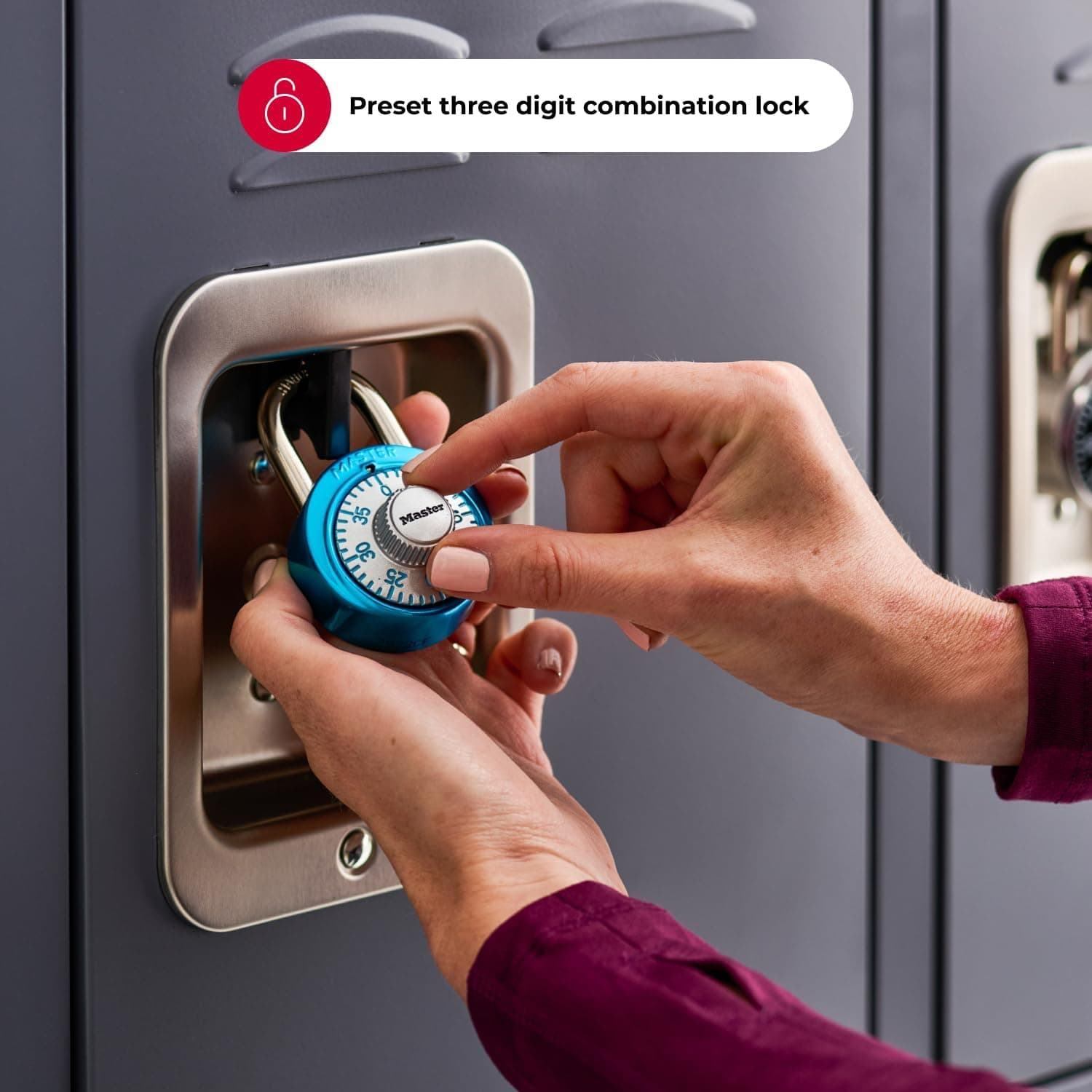 Master Lock 1561DLTBLU Locker Lock Cadeado combinado, 1 pacote, azul claro - Imagem 4