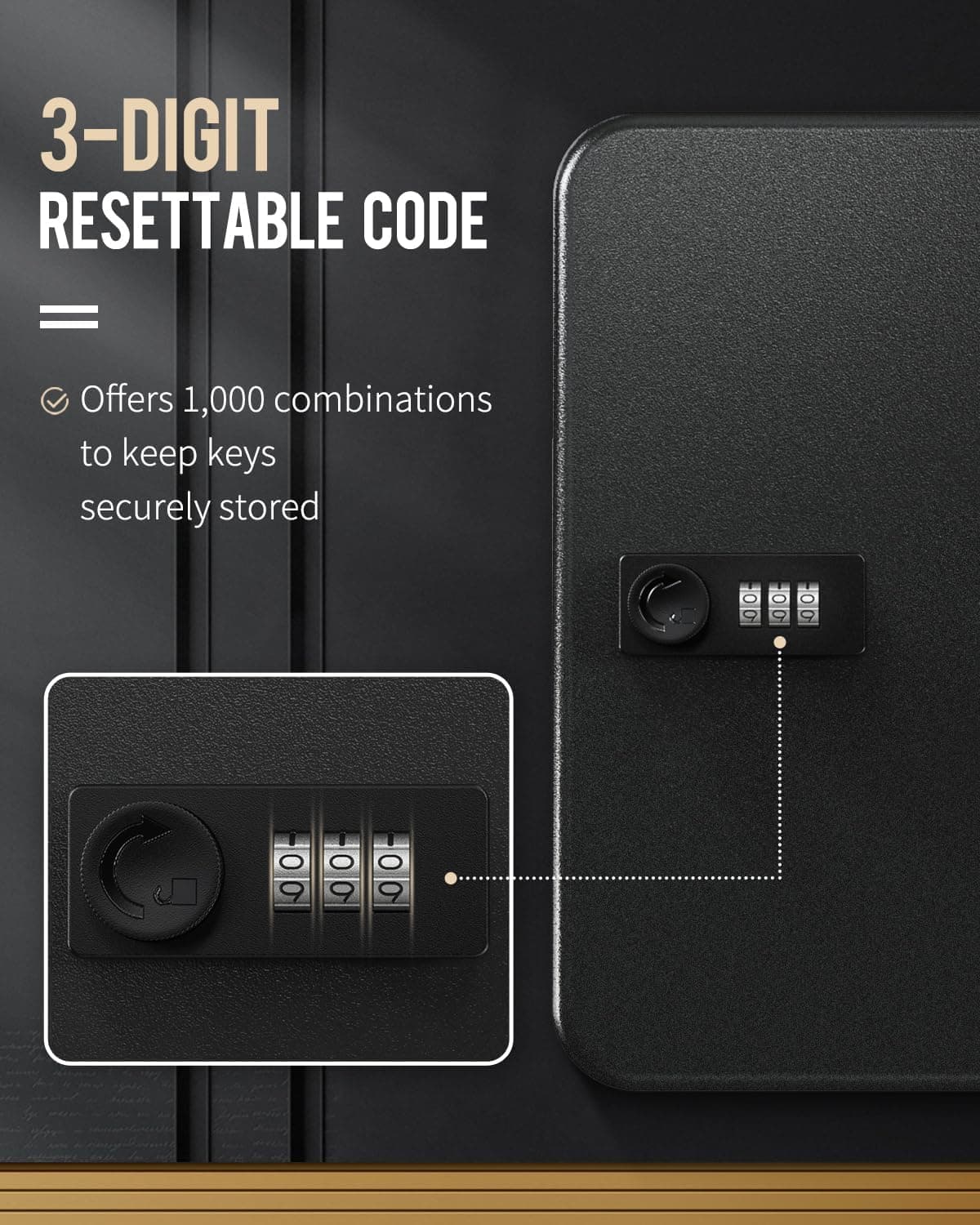 Uniclife Caixa de segurança de aço para armário de 28 chaves com trava de combinação - preta - Imagem 3