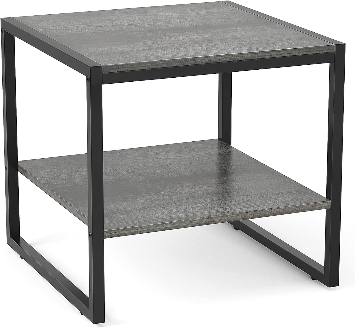 Homieasy Mesa de extremidade, mesa lateral quadrada de 50 cm, mesa de cabeceira moderna com prateleira de armazenamento de 2 níveis, mesa de centro pequena para sala de estar, mesa de cabeceira com