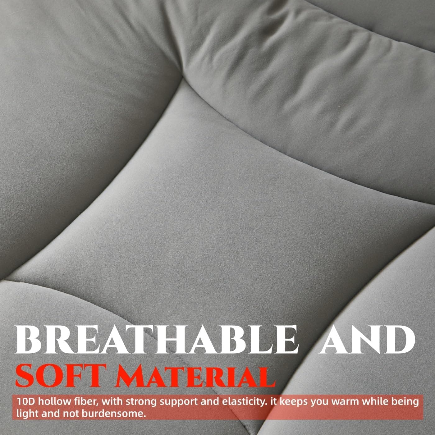 Enchimento de edredom de cama, edredom de cama queen size acolchoado macio, edredom alternativo, com costura acolchoada ergonômica, 228,6 cm x 228,6 cm (cinza nublado/Queen) - Imagem 4