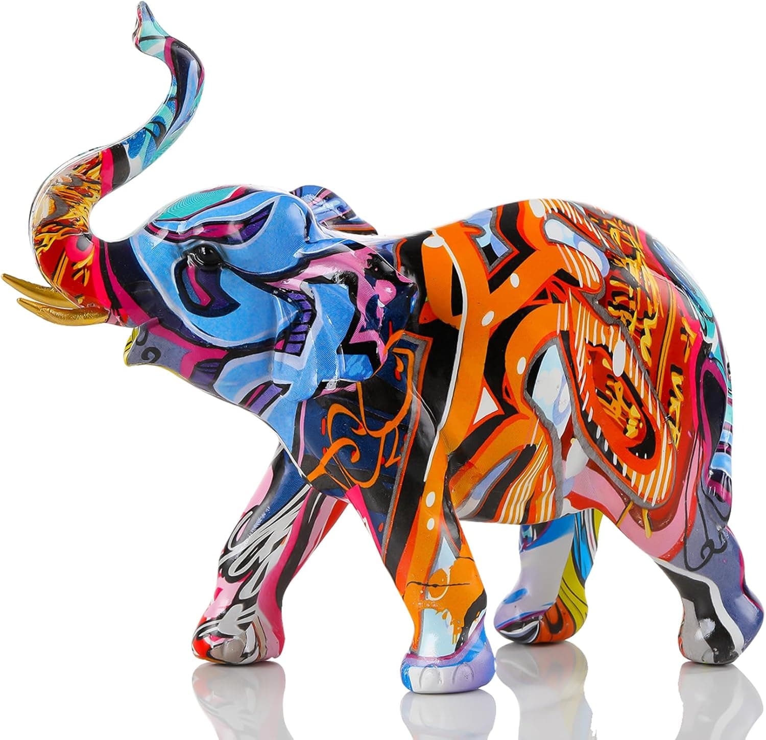 Estatuetas Colecionáveis de Elefante Colorido em Resina, 22 x 19 x 5 cm, Presentes de Elefante Fofos para Mulheres, Mãe, Crianças, Decoração para Escrivaninha em Casa