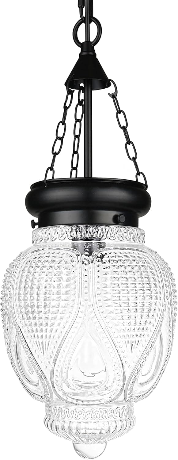 Dsmjfu Luz Pendente de Teto de Vidro Preto Iluminação de Ilha de Cozinha Luminária Suspensa Vintage para Sala de Jantar, Entrada, Banheiro, Pia, Recanto de Café Da Manhã