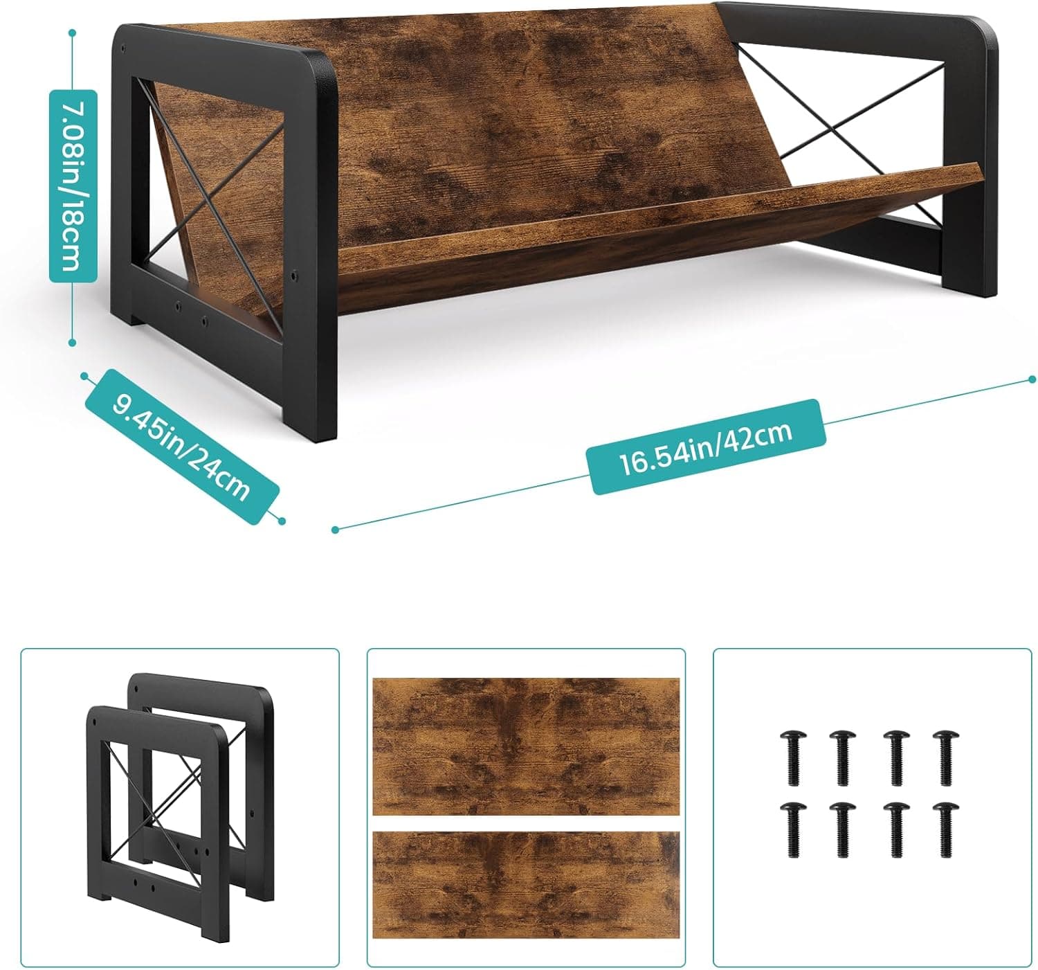 ELITEROO Organizador de estante de mesa, estante inclinada de madeira, pequeno suporte de mesa, mini estante portátil para exibição de livros, livros de receitas, leitura infantil, armazenamento de - Imagem 4