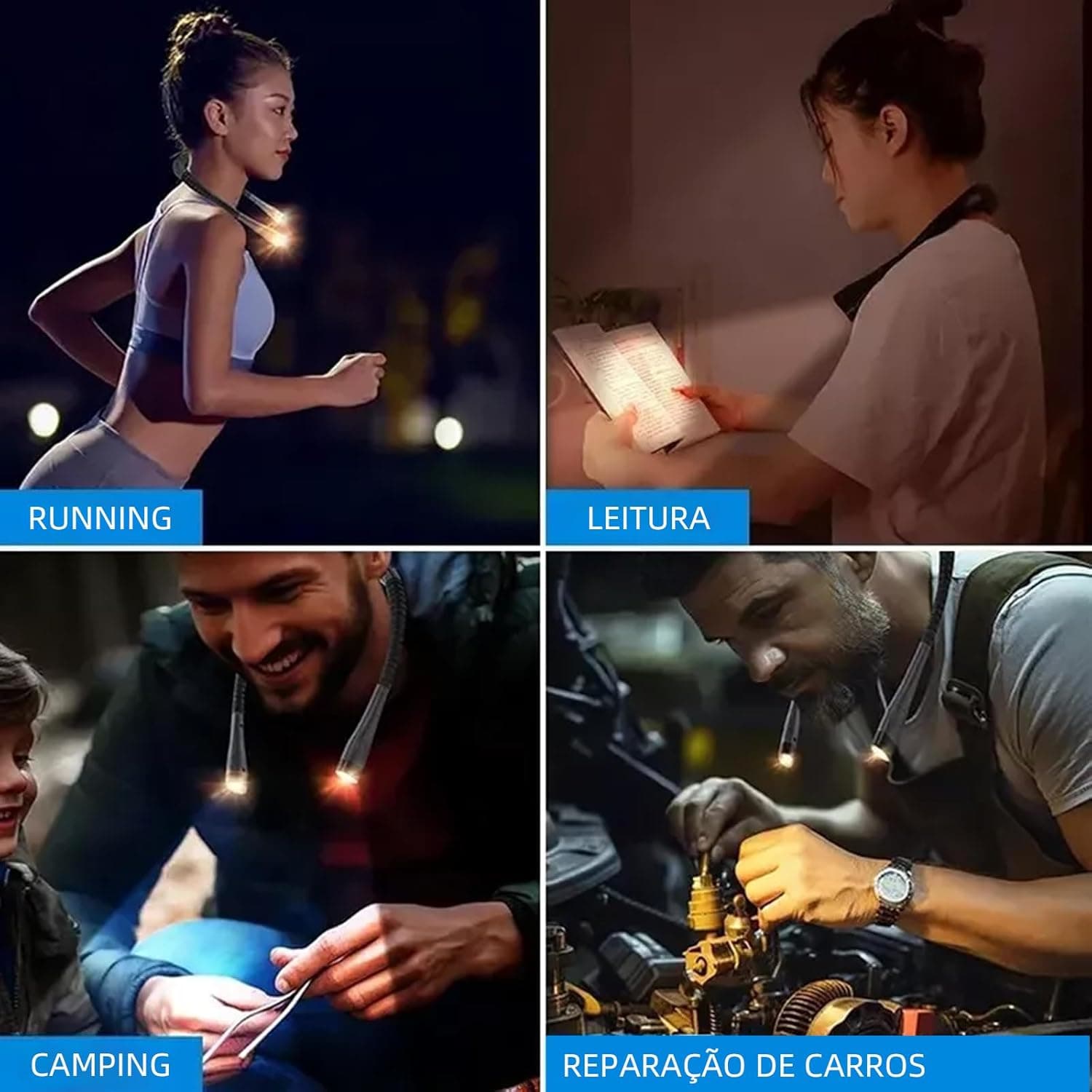 BEMMY Luz de Leitura Recarregável, Luz de Pescoço Dobrável com 3 Cores, Portátil e de Larga Duração para Leitura, Crochê e Costura, Luminaria de Livro 1000mAh. A única Loja Autorizada "Bemmy-BR". - Imagem 4