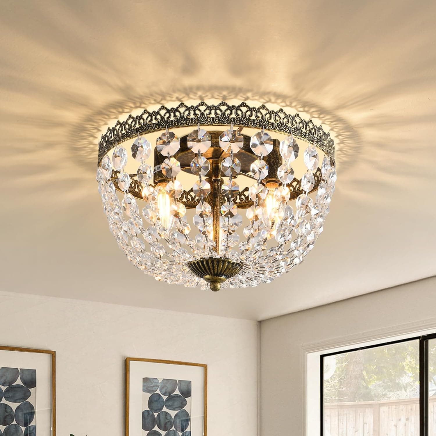 3 Luzes Império Francês K9 Cristal Embutido Lustre Iluminação Antigo Luminária de Teto para Sala de Jantar Entrada Corredor Quarto Cozinha Banheiro Bar, Lâmpadas E12 L 30 cm x A 21 cm