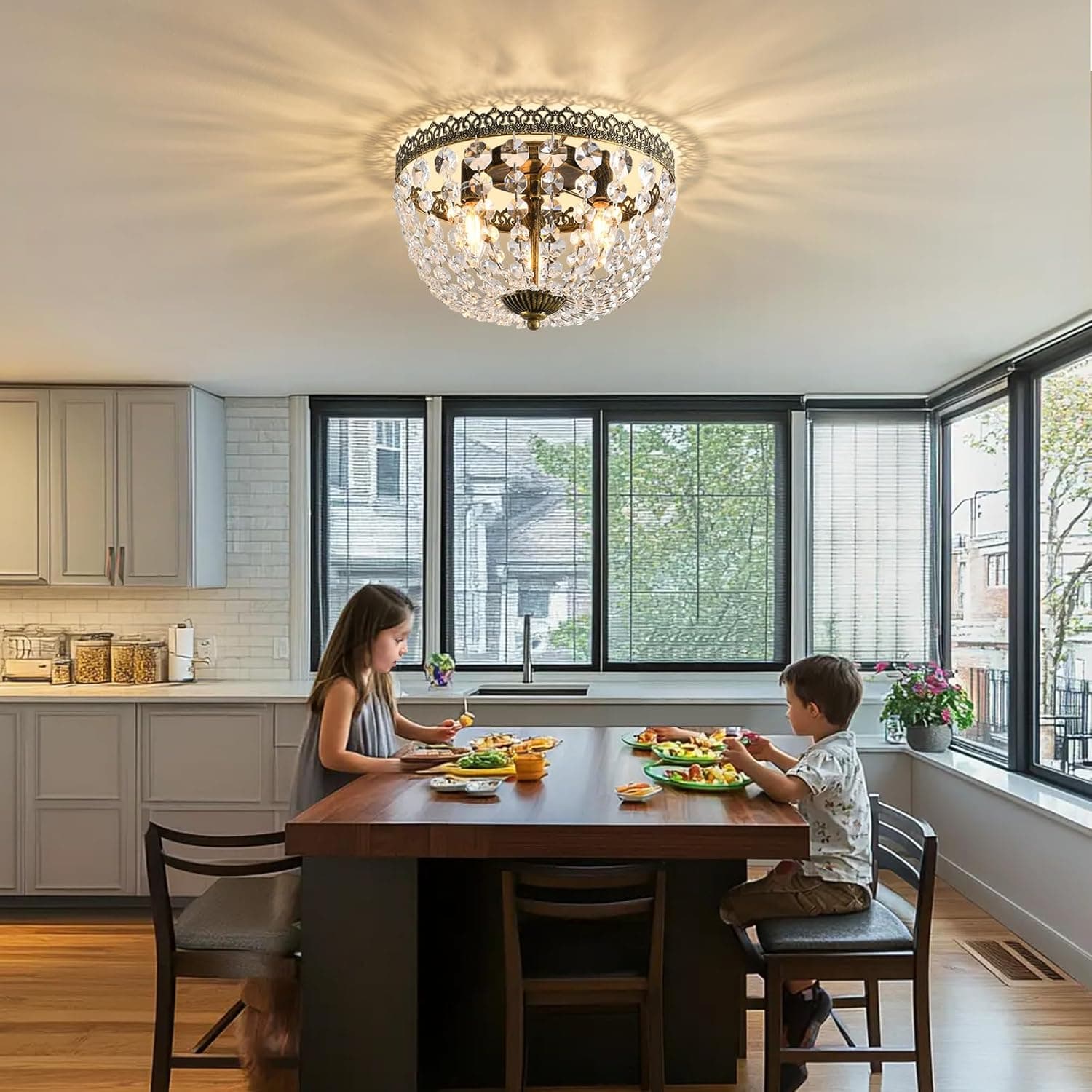 3 Luzes Império Francês K9 Cristal Embutido Lustre Iluminação Antigo Luminária de Teto para Sala de Jantar Entrada Corredor Quarto Cozinha Banheiro Bar, Lâmpadas E12 L 30 cm x A 21 cm - Imagem 4