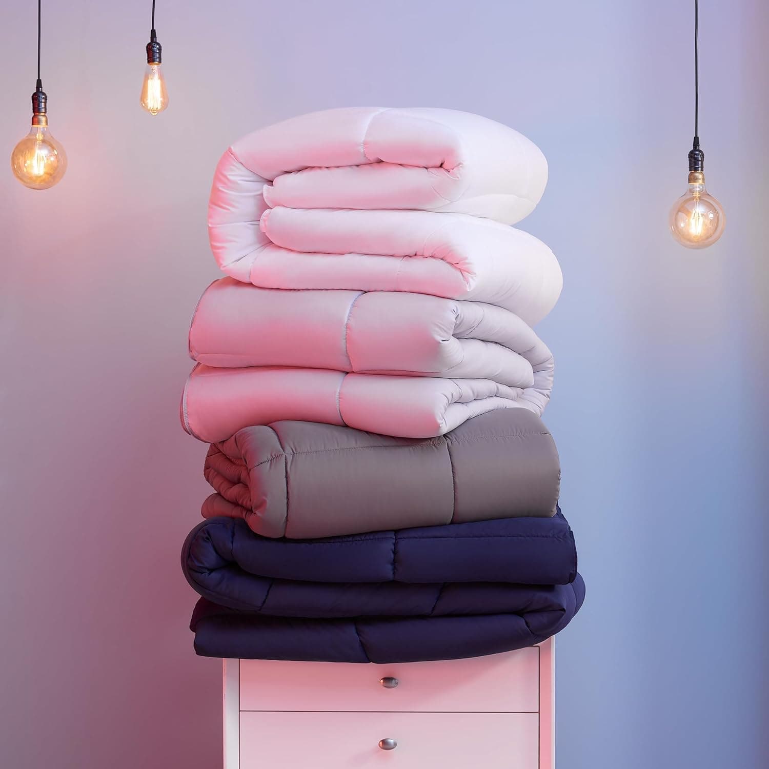 Enchimento de edredom acolchoado alternativo, ultramacio para aquecer todas as estações, casal/Queen, cinza - Imagem 4