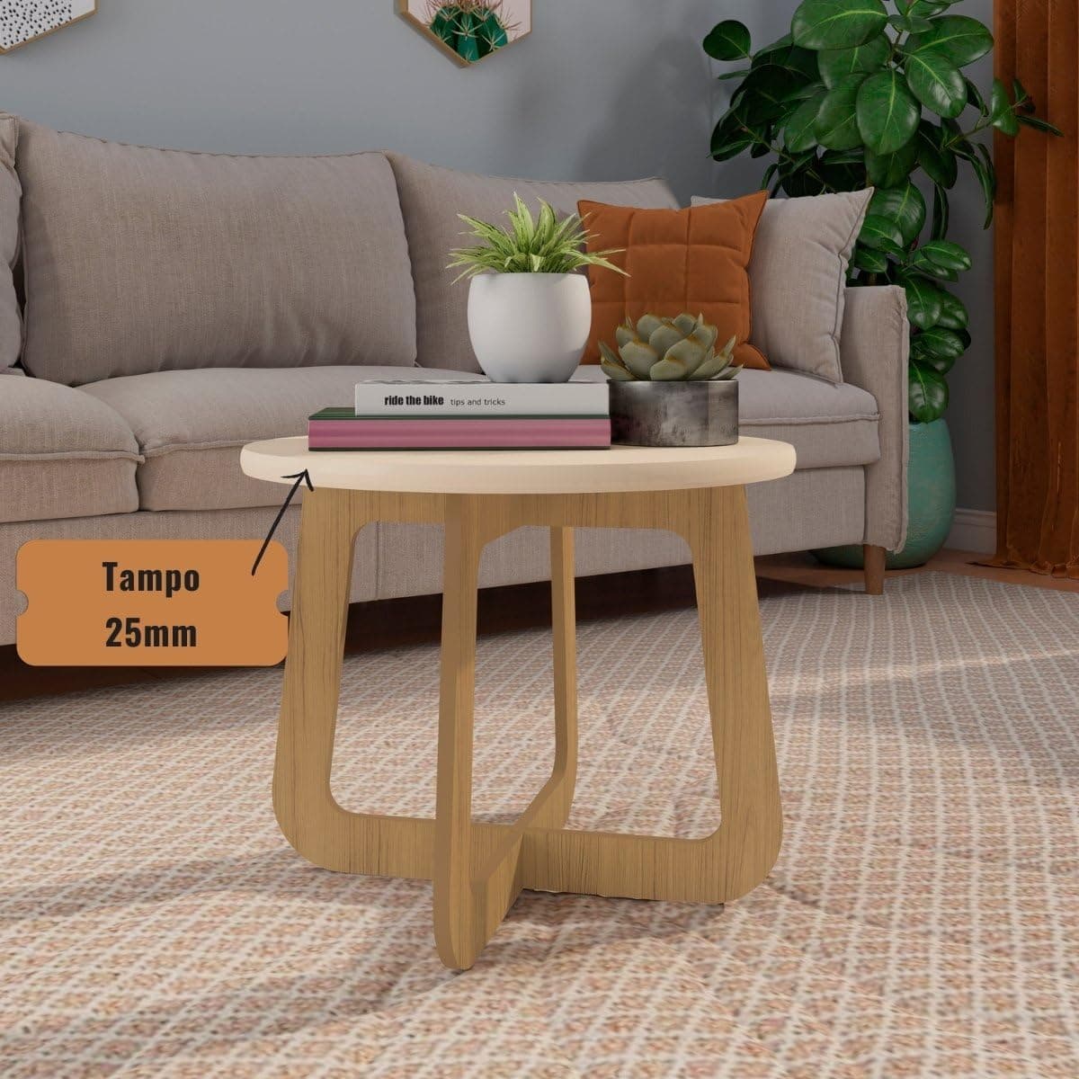 Mesa de centro 100% MDF Jasmin cor Off White/Carvalho - Artely - Imagem 3