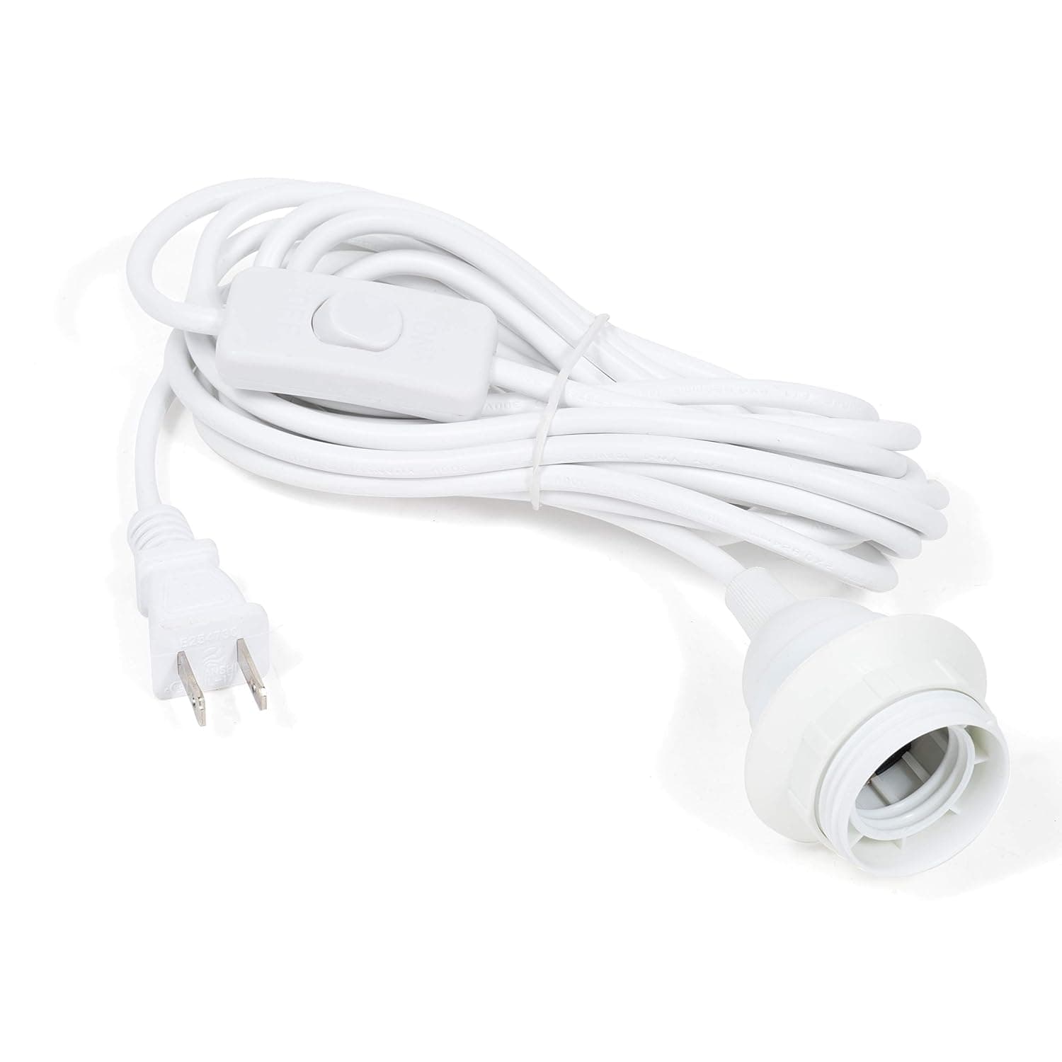 Wallniture Fiore Cabo de lanterna suspensa de 4,8 m com interruptor liga/desliga, decoração de quarto para lâmpadas pendentes, conjunto de soquete branco