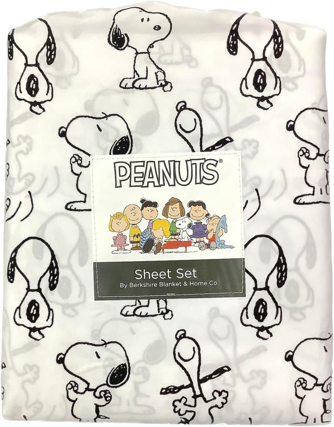 Berkshire Conjunto de lençóis de amendoim (branco - poses de cachorro, solteiro)