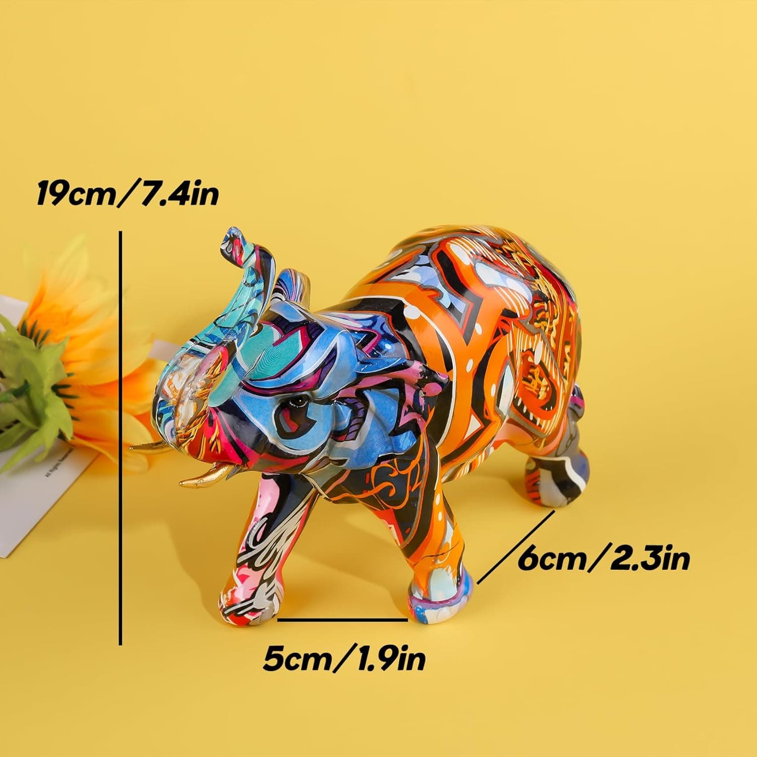 Estatuetas Colecionáveis de Elefante Colorido em Resina, 22 x 19 x 5 cm, Presentes de Elefante Fofos para Mulheres, Mãe, Crianças, Decoração para Escrivaninha em Casa - Imagem 3