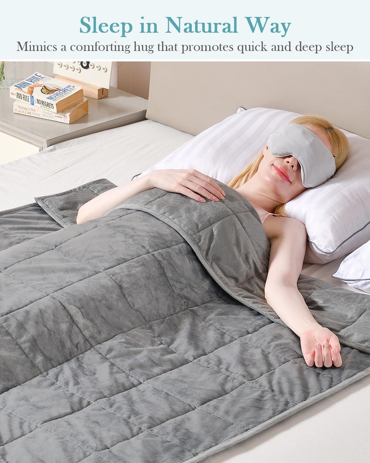 Topblan Cobertor pesado tamanho solteiro 6,8 kg, cobertores pesados para adultos com tecido macio e quente para dormir e se acalmar, cobertor pesado adulto para sofá-cama, cinza, 122 x 182 cm - Imagem 4