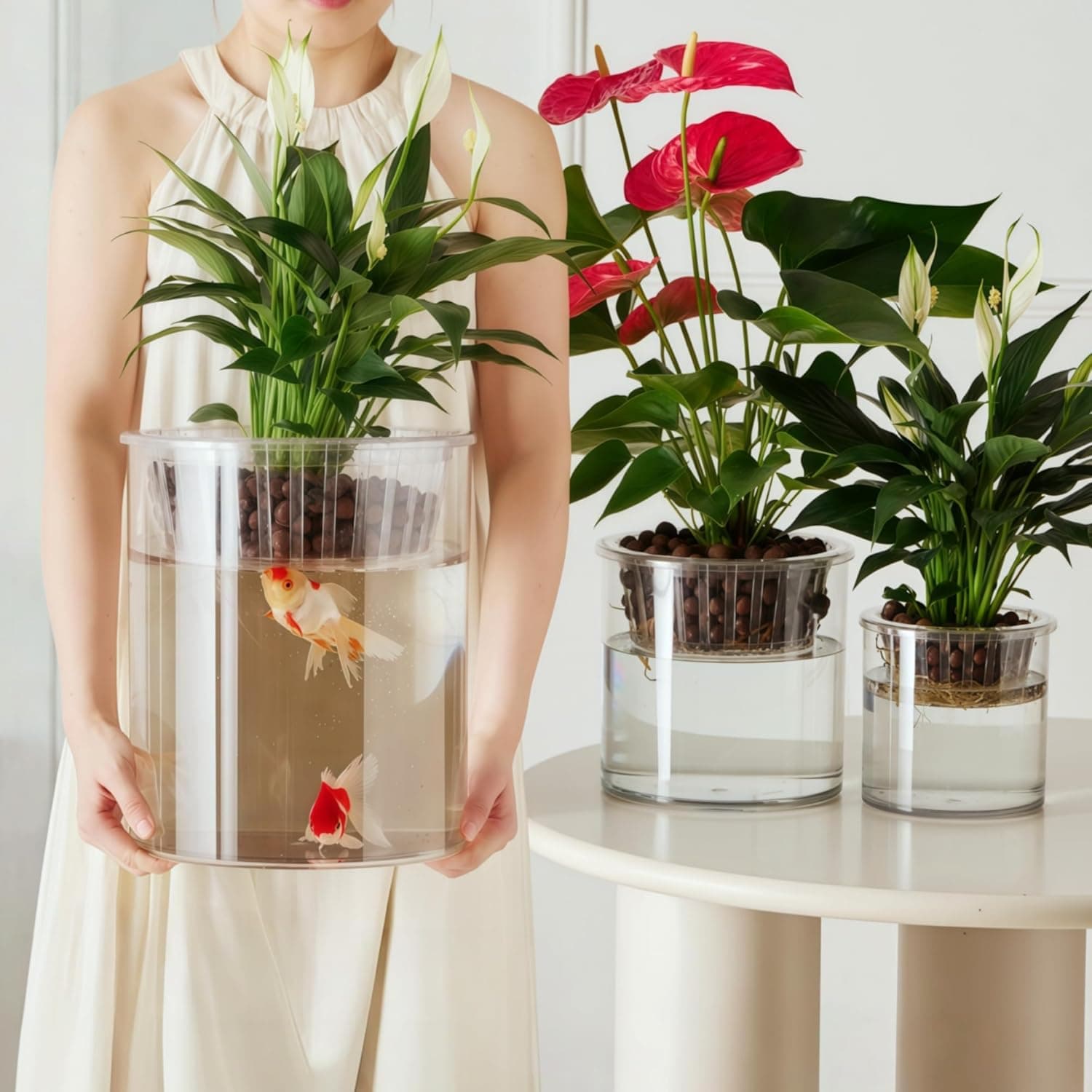 Vaso transparente de 3 cilindros de acrílico, vasos de flores de plástico inquebráveis extragrandes para decoração de casa centros de mesa de plantas hidropônicas para floricultura decorativa