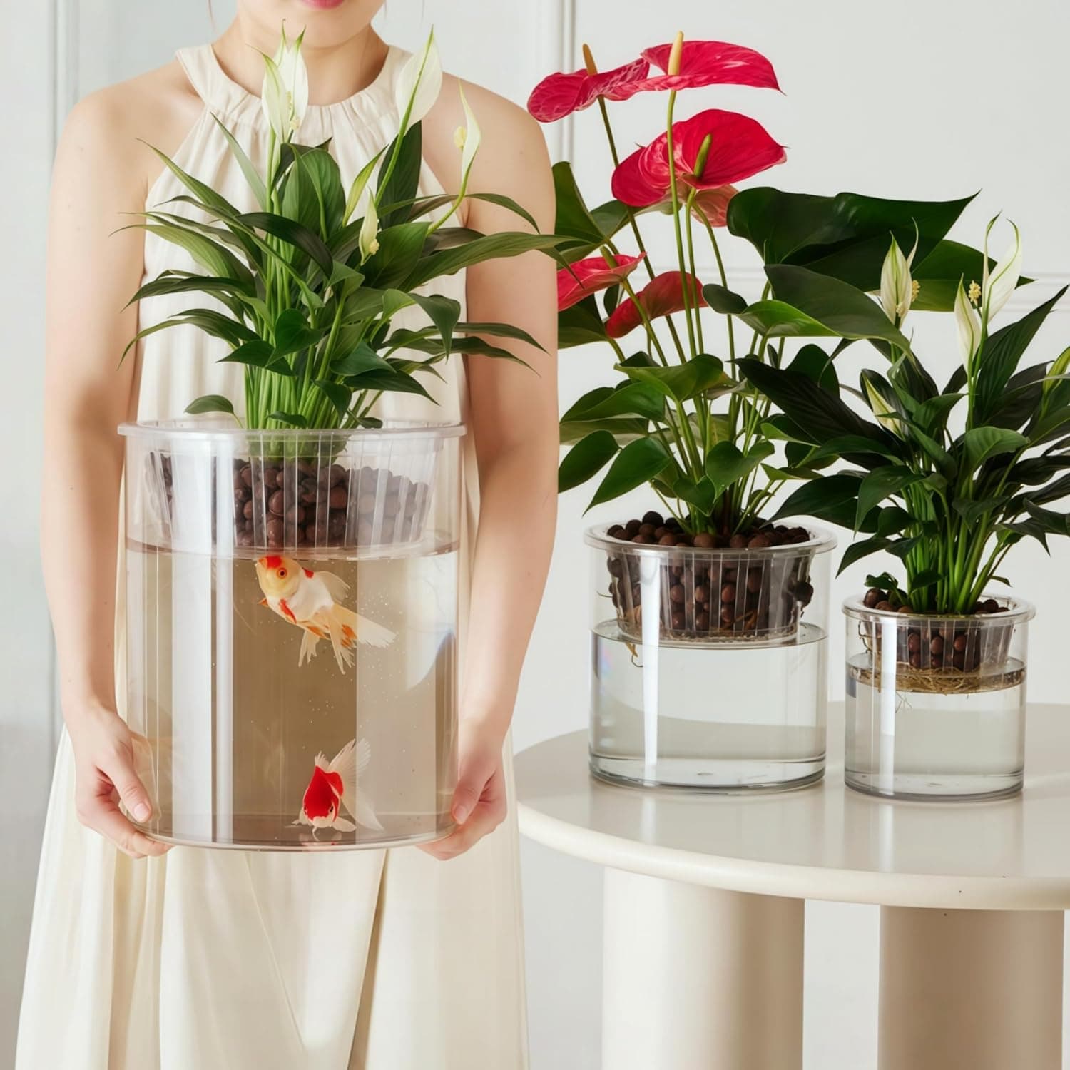 Vaso transparente de 3 cilindros de acrílico, vasos de flores de plástico inquebráveis extragrandes para decoração de casa centros de mesa de plantas hidropônicas para floricultura decorativa