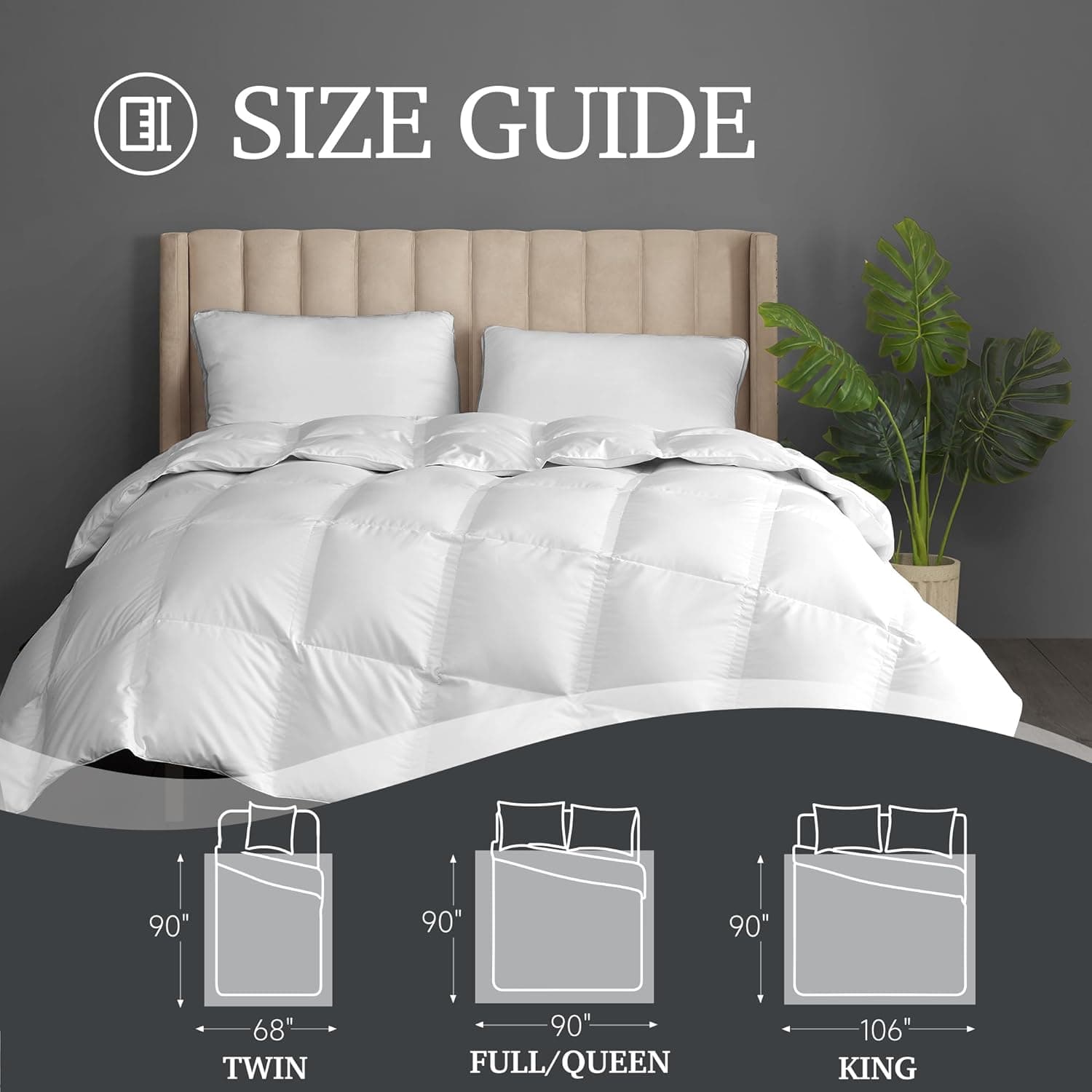 Hotel Grand Edredom de plumas de ganso branco tamanho queen - enchimento de edredom leve com 8 laços nos cantos - Edredom de hotel de luxo 2,5 cm painel respirável para o verão e dormir quente, 228,6 - Imagem 4
