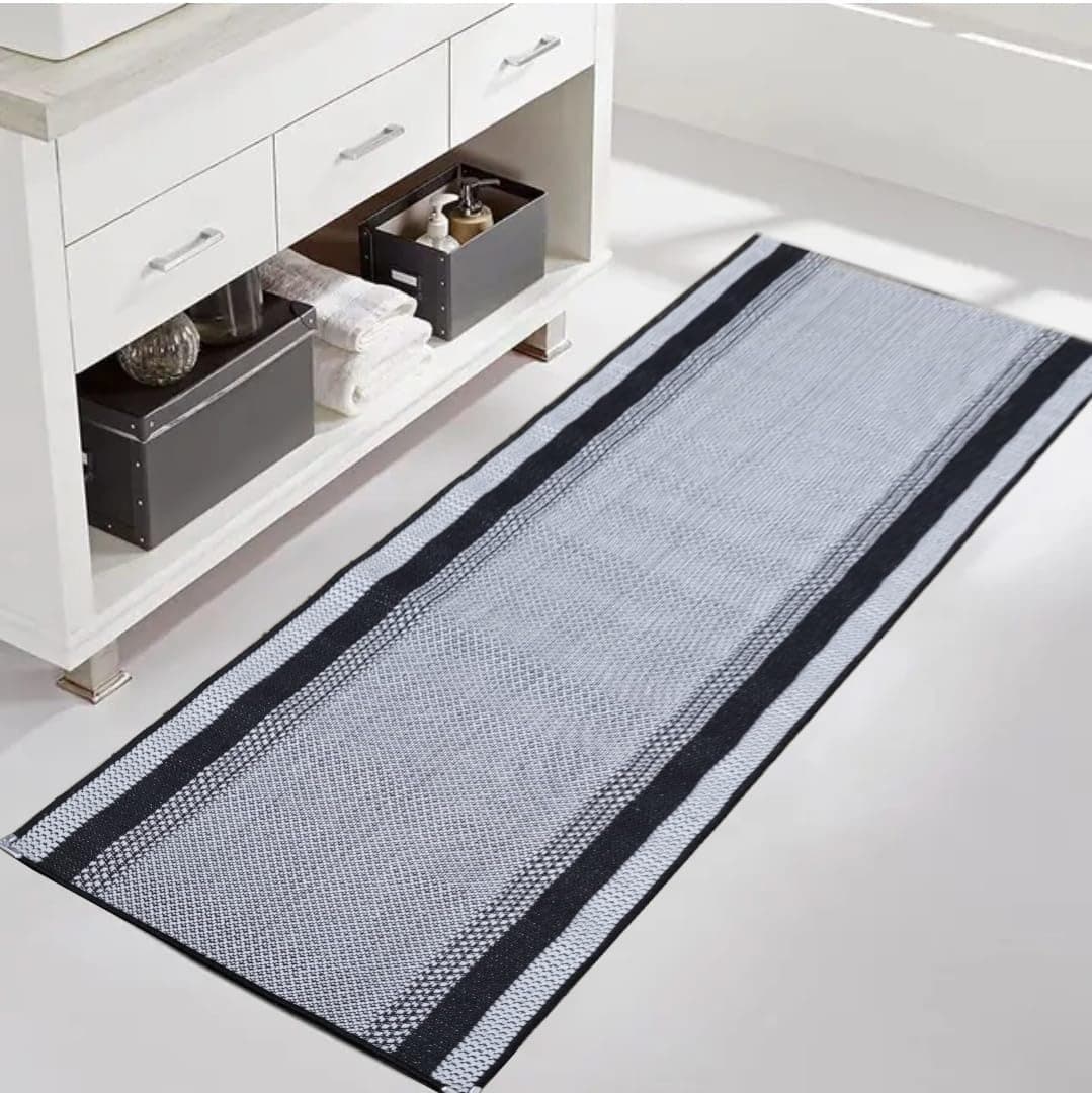 Tapete Passadeira Sisal 2,30m Cinza Preto Corredor Quarto Lancer - Imagem 3