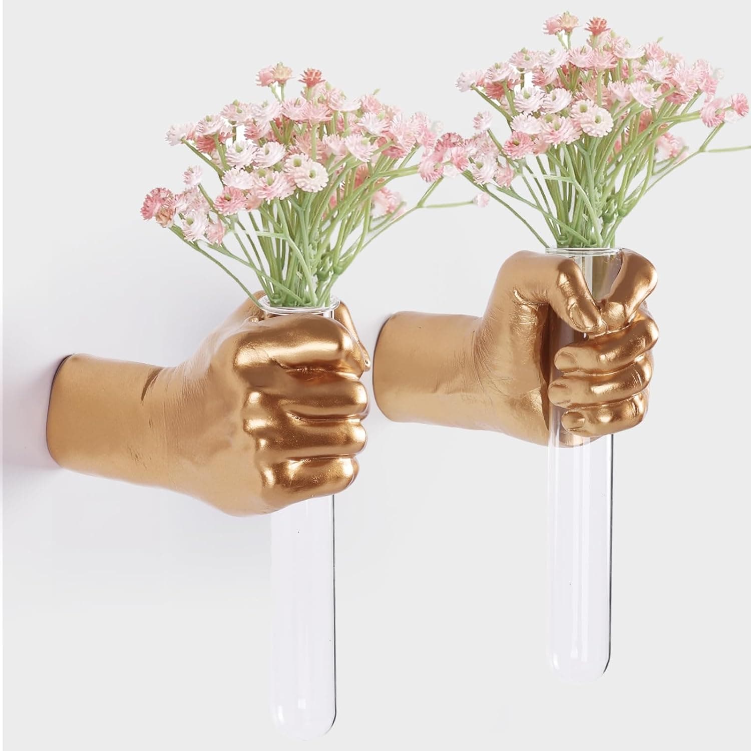 2 peças de esculturas de parede, vaso de mão, decoração de casa, escultura de arte de montagem na parede, estátua de arte de parede exclusiva, decorações de vaso de flores descoladas, decoração