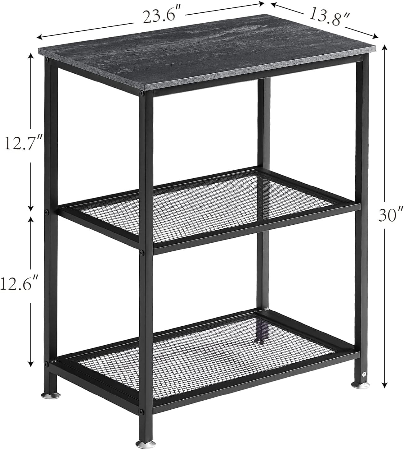VECELO Mesas laterais, mesa de cabeceira de 3 camadas com moldura de metal, mesinhas de cabeceira estreitas para quarto, sala de estar, corredor, retrô, cinza carbono - Imagem 4