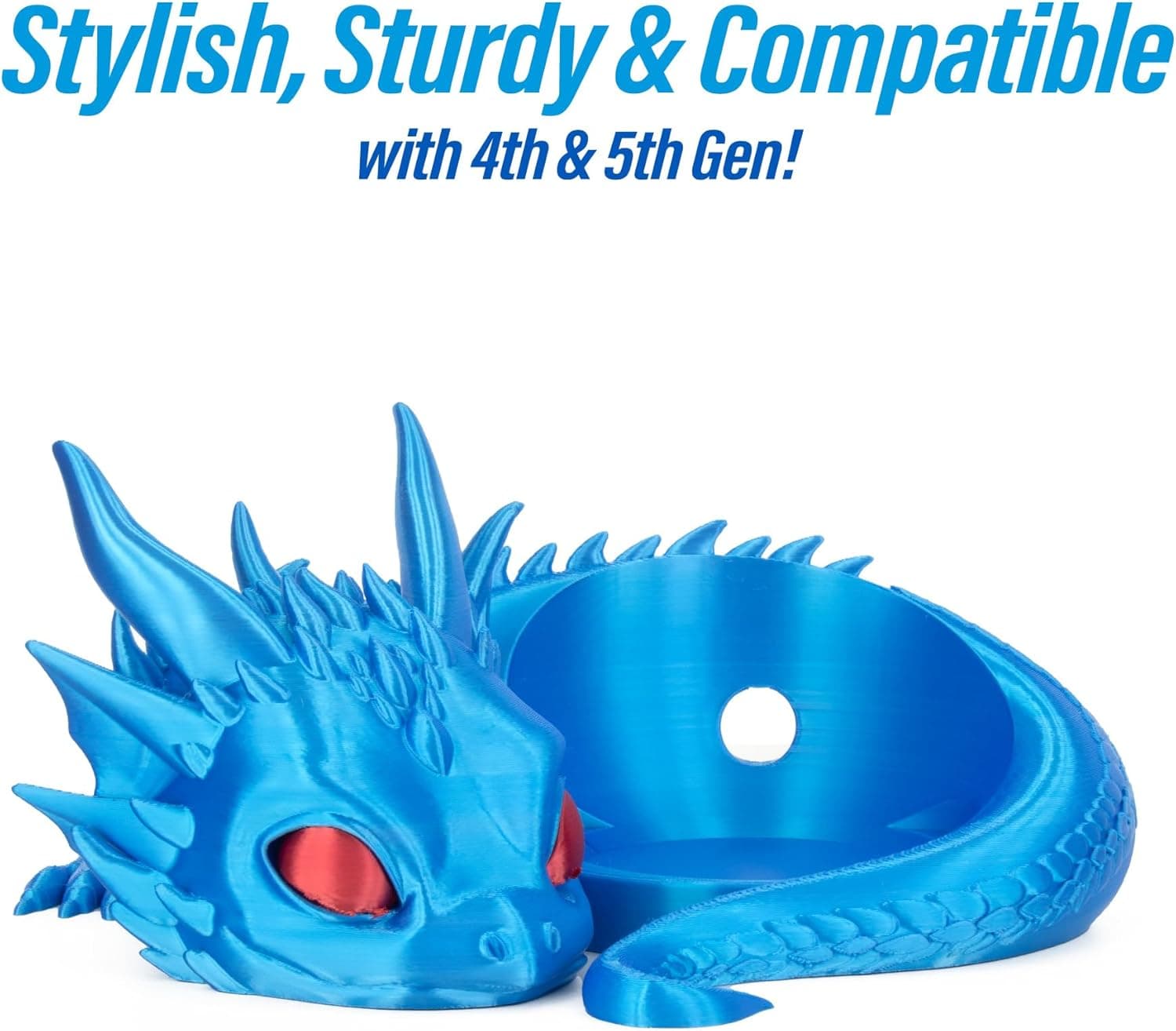 Costume Wizard Suporte Dragon para Echo Dot 4ª/5ª geração, alto-falantes de mesa Dragon Amazon Echo impressos em 3D, suporte para Echo Dot 5ª geração Echo Dot 4ª geração, feito nos EUA (azul) - Imagem 3