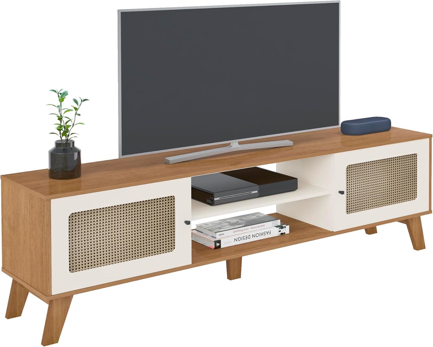 Rack para Tv ate 75" com 2 portas CHARLOTTE cor Cinamomo c/Off White - Artely - Imagem 3
