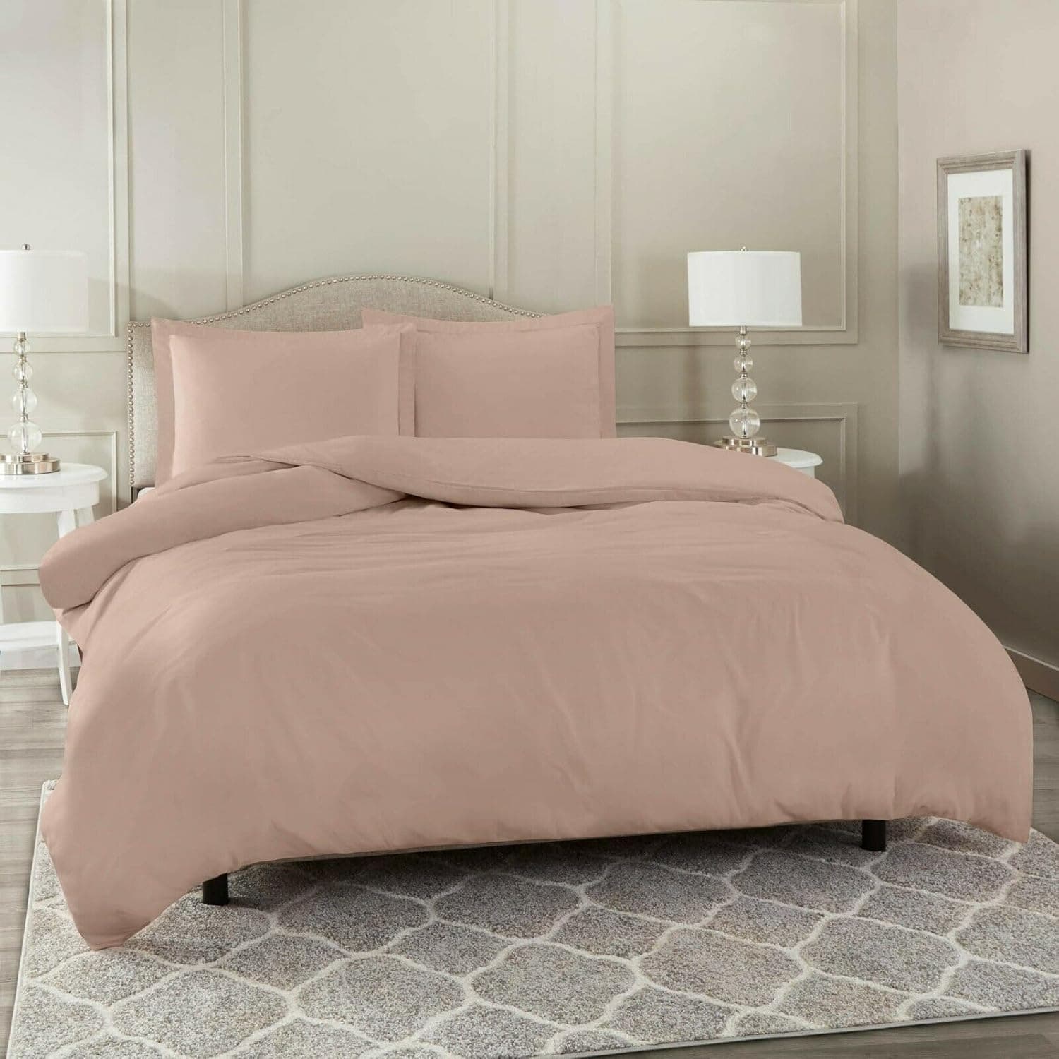 Kit Capa de Edredom King 2,50 x 2,70 400 Fios Microfibra Zíper - Duvet (Rosa Antigo) - Imagem 4